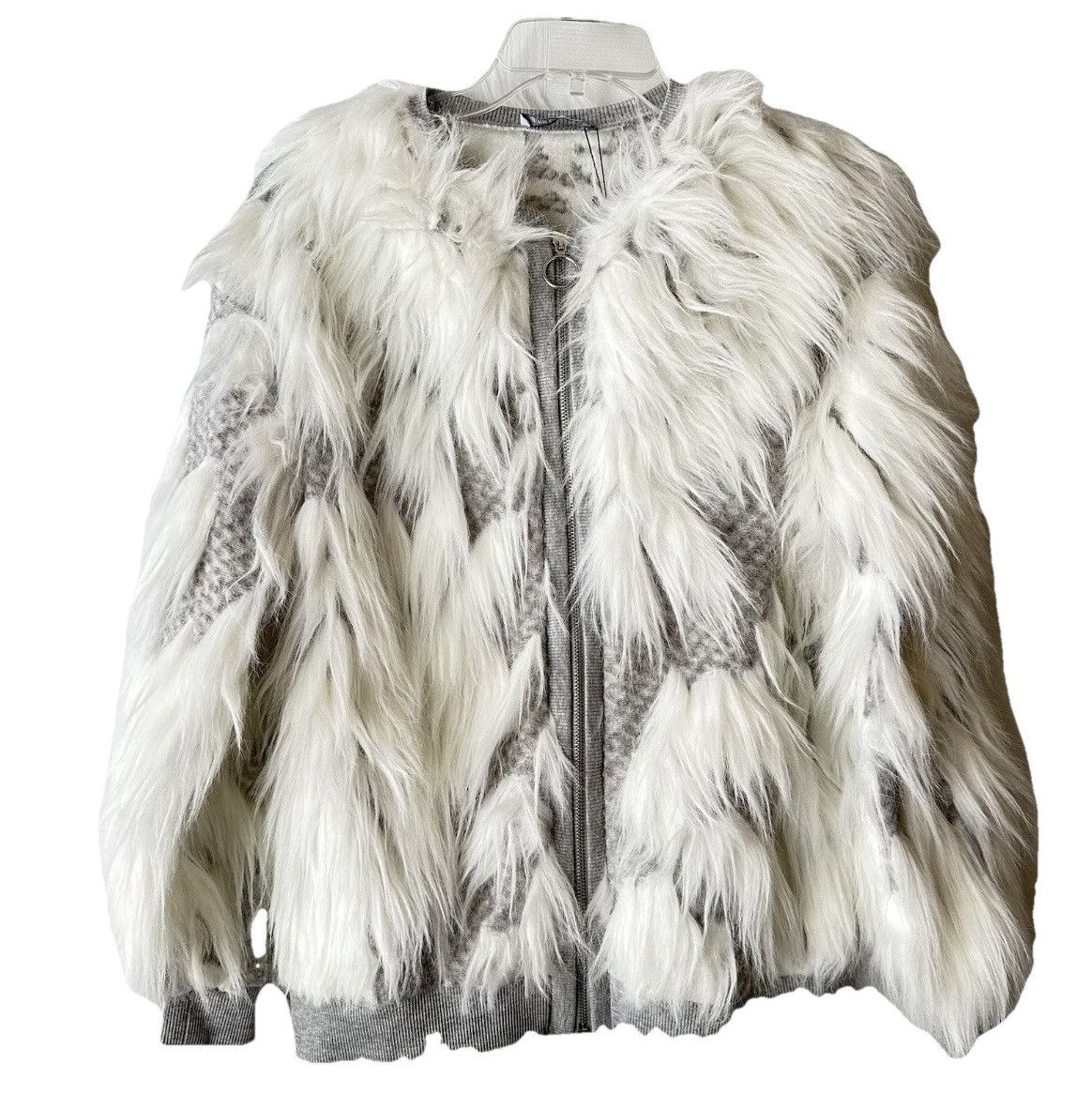 Zara New Zara Faux Fur White Gray Jacket Small 5584/214 RARE Size S / US 4 / IT 40 - 1 Thumbnail