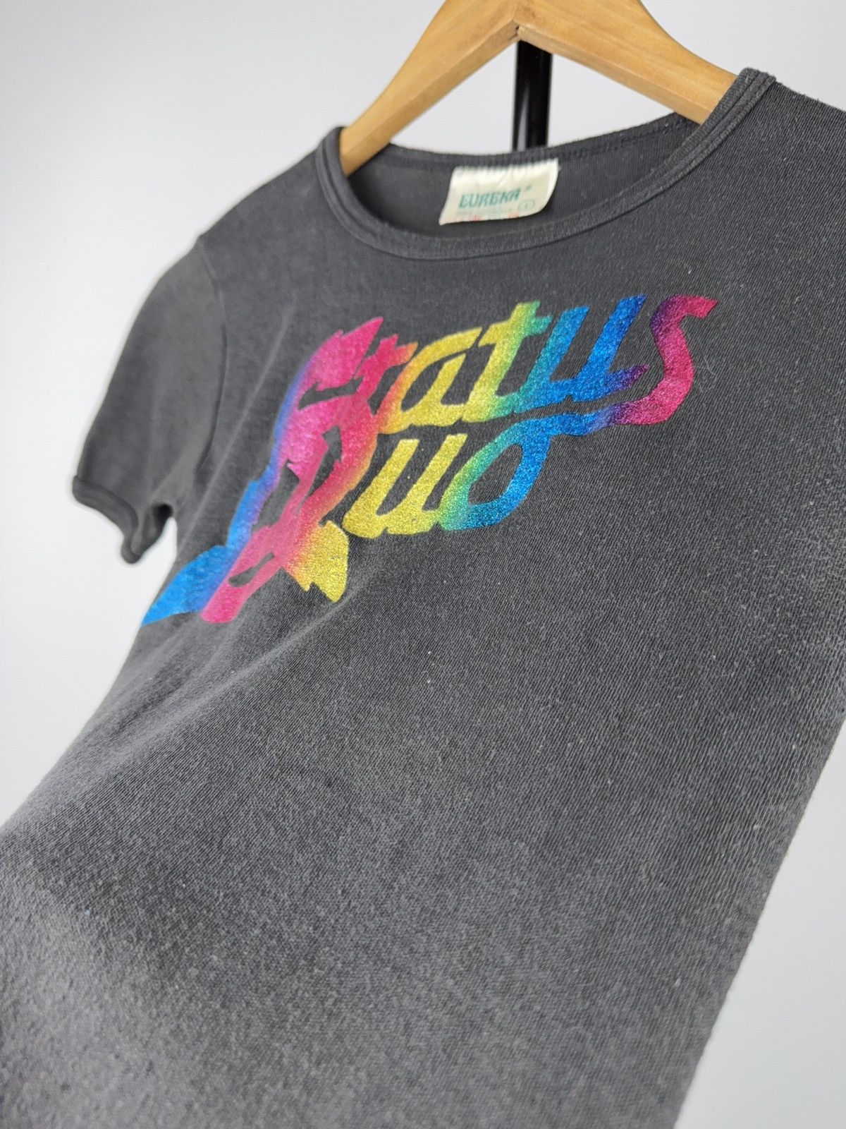 Band Tees 90s Status Quo Rainbow Logo Fitted T-Shirt Single Stitch Size XS / US 0-2 / IT 36-38 - 10 Thumbnail