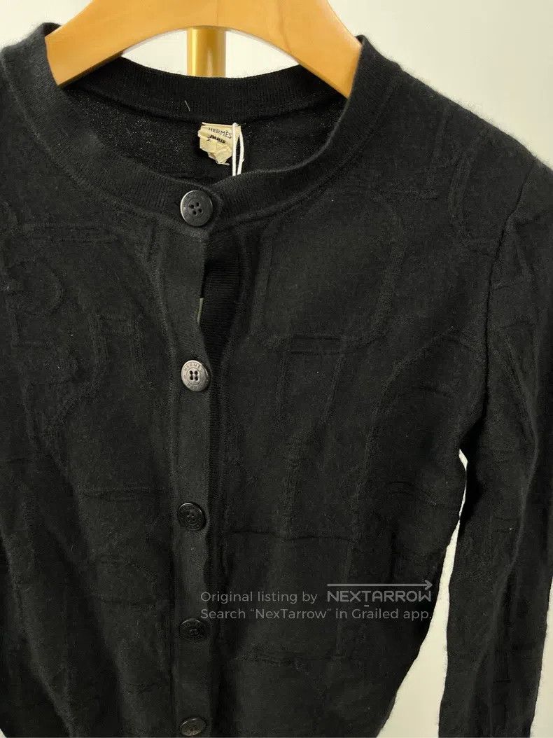 Hermes Hermes Black Full Printed Long Sleeve Knit Cardigan Size XXS / US 00 / IT 34 - 3 Thumbnail