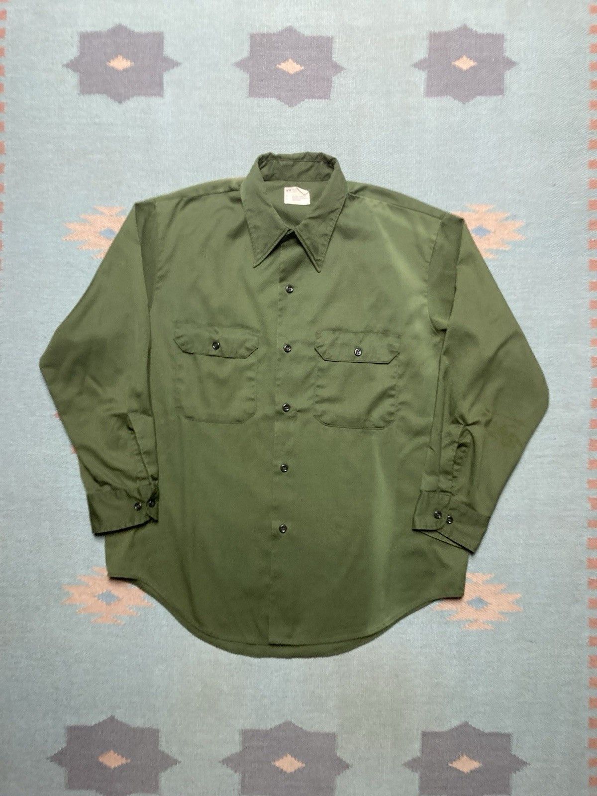 Vintage 70s Big Mac work shirt chino twill faded workwear large Size US L / EU 52-54 / 3 - 1 Thumbnail