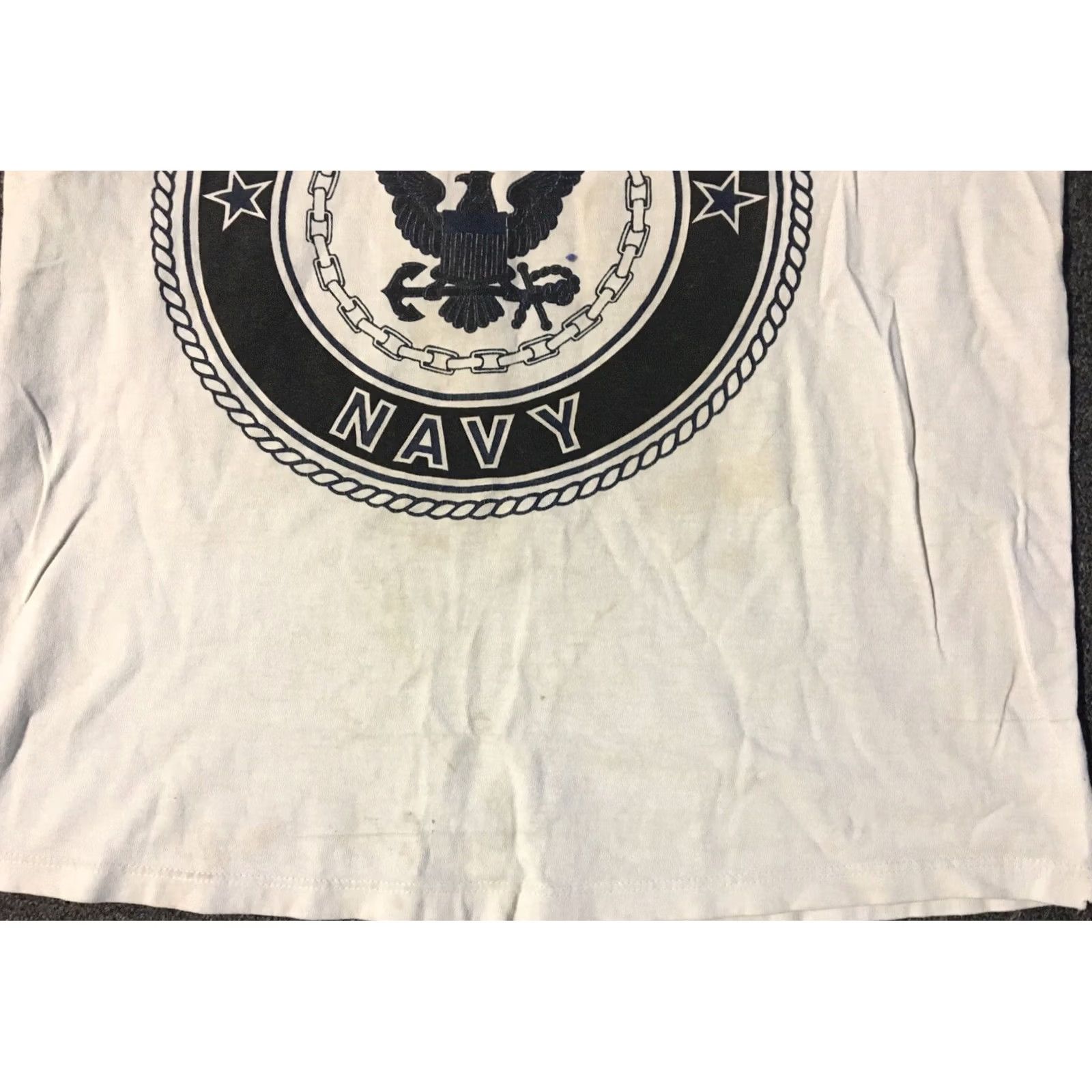 Soffe VINTAGE 90s US Navy Thrashed Faded Distressed Shirt M Soffe T-Shirt USA Navy Punk Grunge Rock Military Mens White Short Sleeve Crew Neck Graphic Tee Size US M / EU 48-50 / 2 - 7 Thumbnail