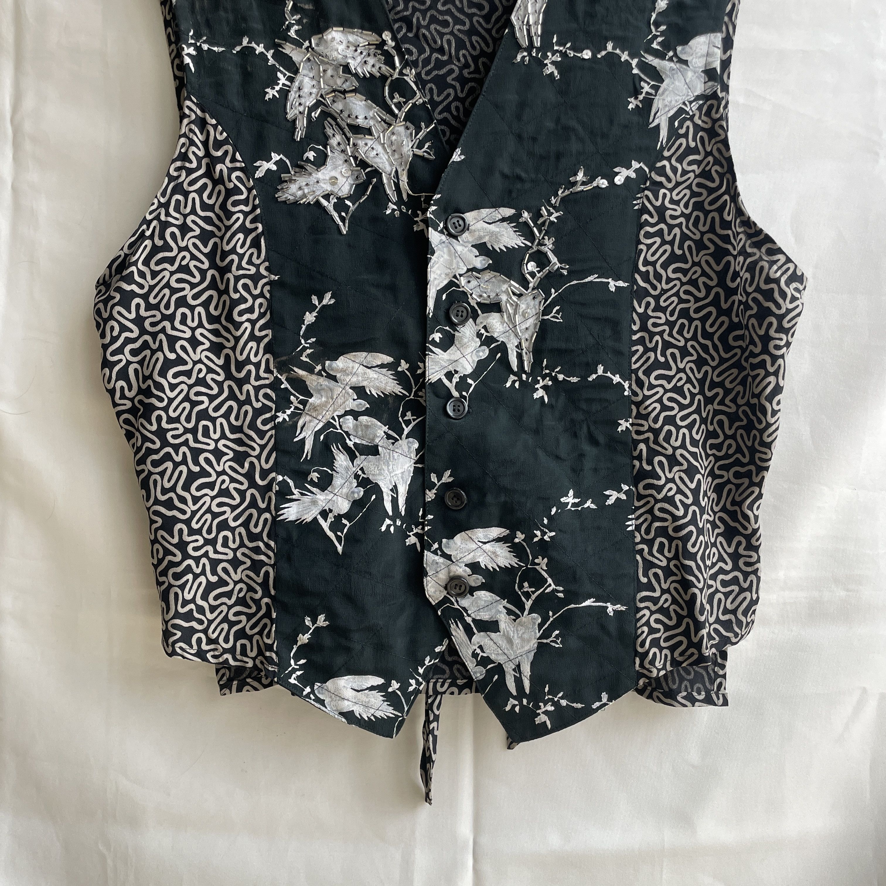 Vintage Paula & Mopitz Ibiza Loewe VTG 70s Silk Embelished Waistcoat Size L / US 10 / IT 46 - 4 Thumbnail