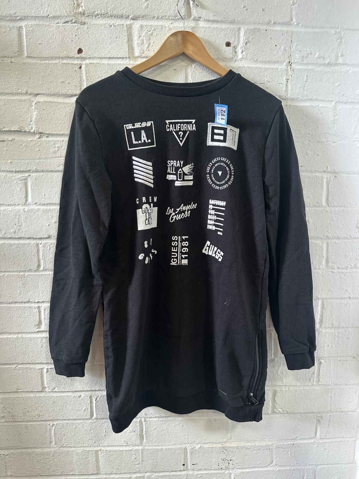 Guess Guess Men's Long Sleeve Black Graphic T-Shirt Size US M / EU 48-50 / 2 - 1 Thumbnail