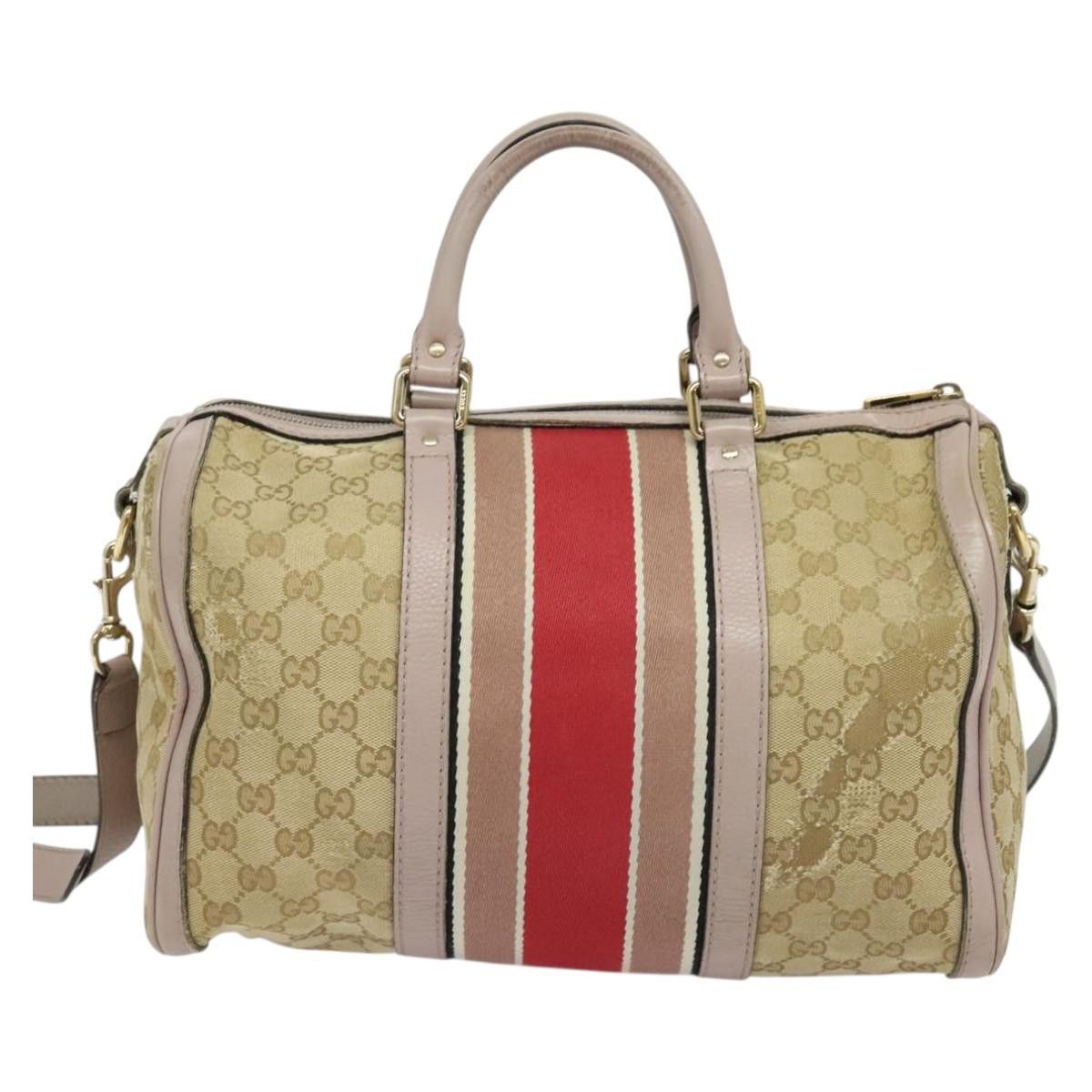 Gucci GUCCI GG Canvas Sherry Line Hand Bag Beige Gold Size ONE SIZE - 3 Thumbnail