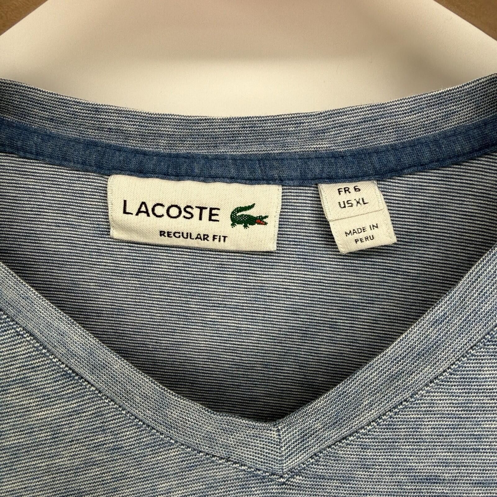 Lacoste Lacoste Blue Striped Regular Supima Cotton TShirt Mens XL Size US XL / EU 56 / 4 - 4 Thumbnail