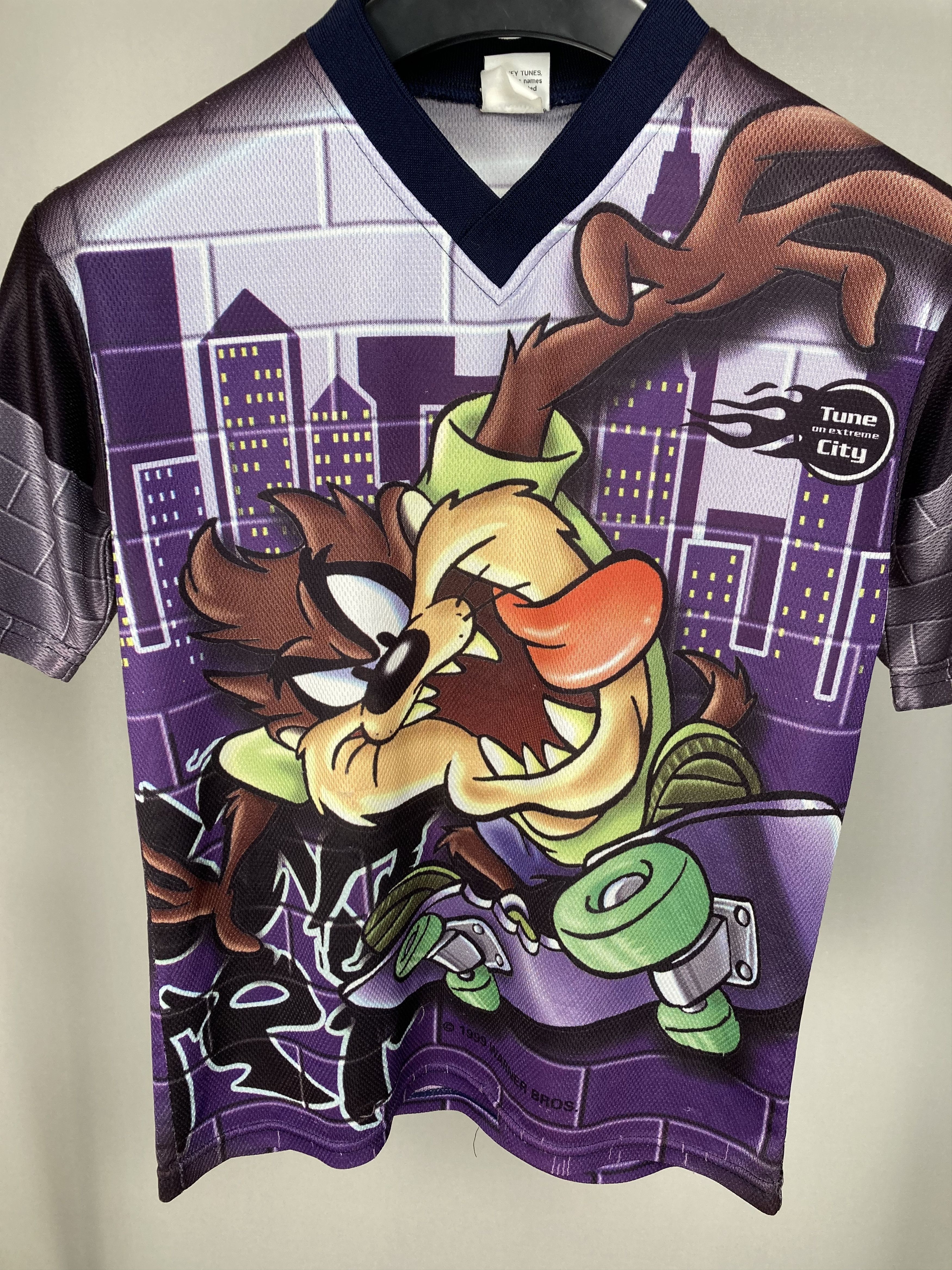 Cartoon Network 90s Taz City Skateboarding Over Print Cartoon Pattern Shirt Size US XXS / EU 40 - 3 Thumbnail