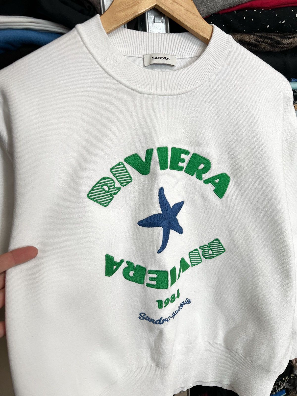 Sandro Sandro Riviera Sweatshirt Pullover Embroidered Jumper Sz M Size M / US 6-8 / IT 42-44 - 3 Thumbnail