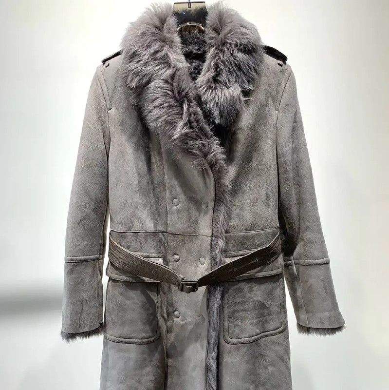 Burberry Burberry Gray Women's Coat with Fur Collar Size XXL / US 16-18 / IT 52-54 - 1 Thumbnail