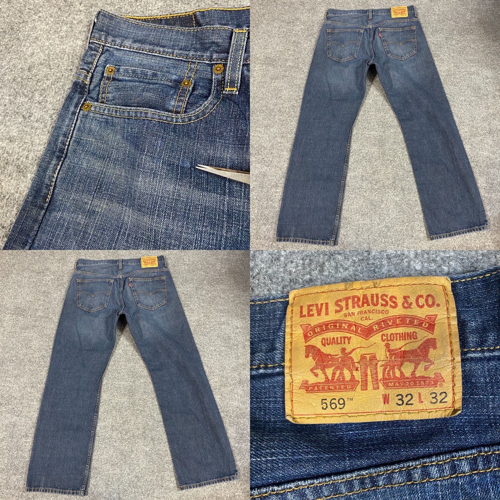 Levi's Levi's 569 Jeans 32 x 29 Blue Zip Fly 100% Cotton Denim Straight Regular Men Jeans Size US 32 / EU 48 - 8 Thumbnail