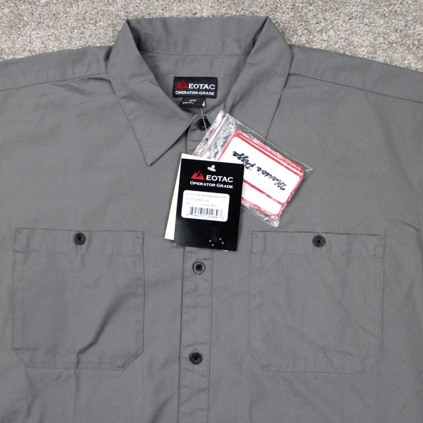 Vintage EOTAC Operator Grade Shirt Mens Large Gray Button-Up Short Sleeve Tactical 100% Cotton with Patches NWT Size US L / EU 52-54 / 3 - 6 Thumbnail