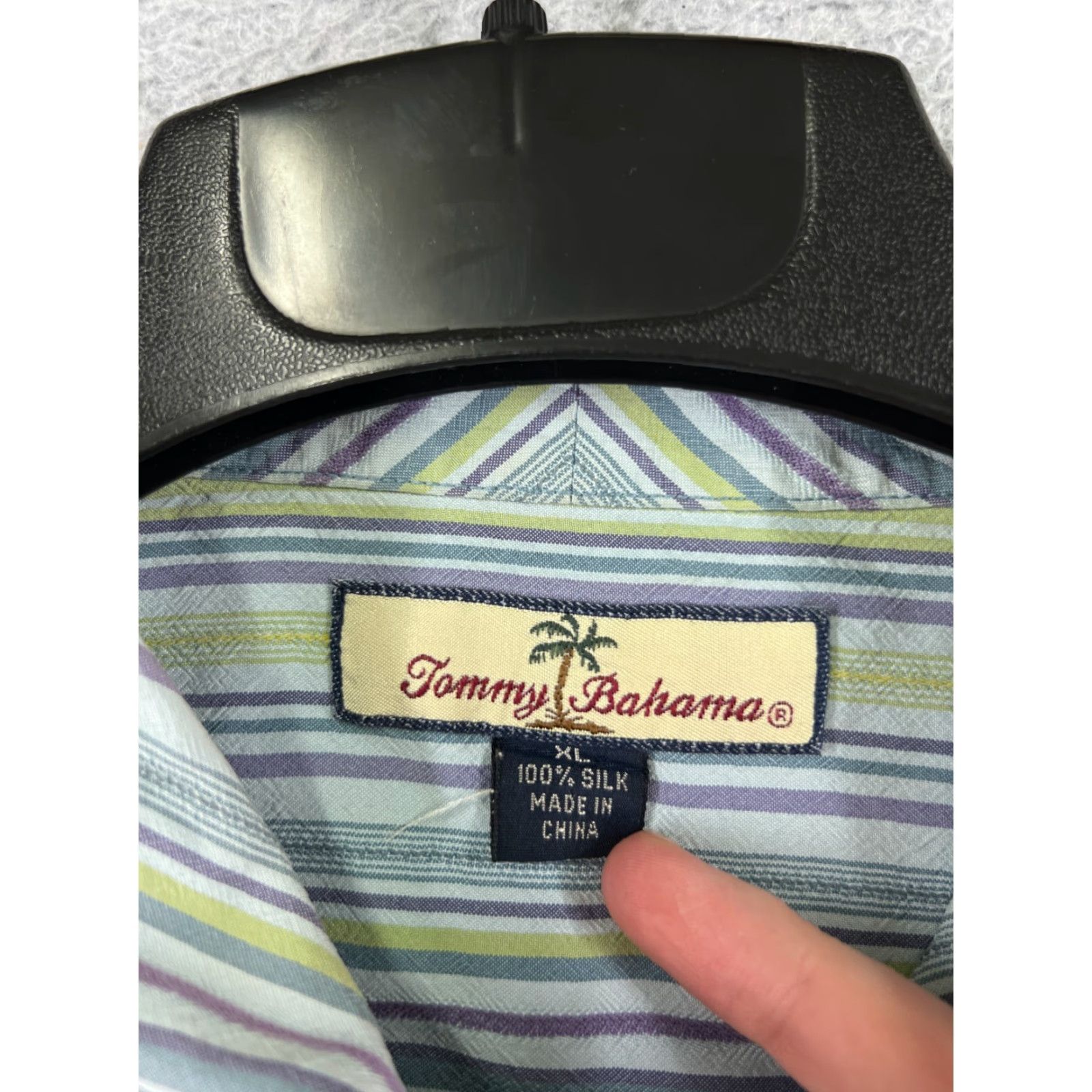 Tommy Bahama Tommy Bahama Shirt Men XL Blue Green Striped Silk Button Up Hawaiian Size US XL / EU 56 / 4 - 3 Thumbnail