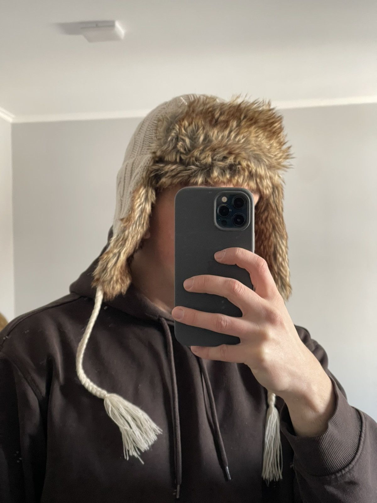 Japanese Brand Vintage Y2k Fuzzy Faux Fur Knitted Ushanka Trapper Hat Size ONE SIZE - 4 Thumbnail