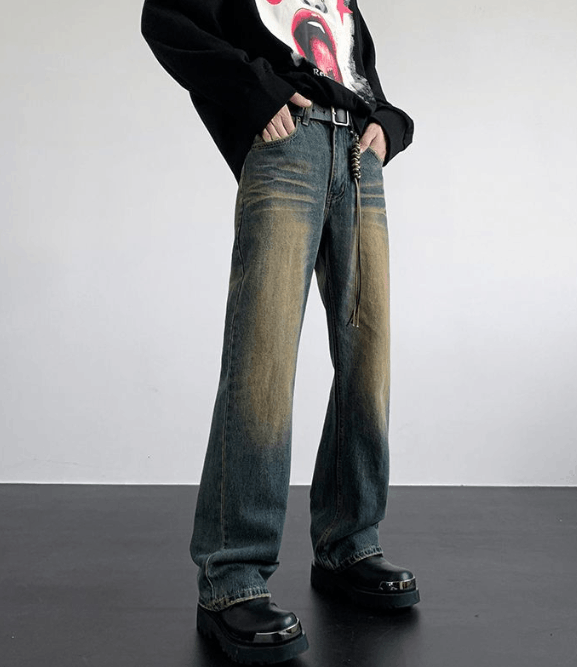 Japanese Brand Men's trendy washed distressed jeans y2k Size US 32 / EU 48 - 2 Thumbnail