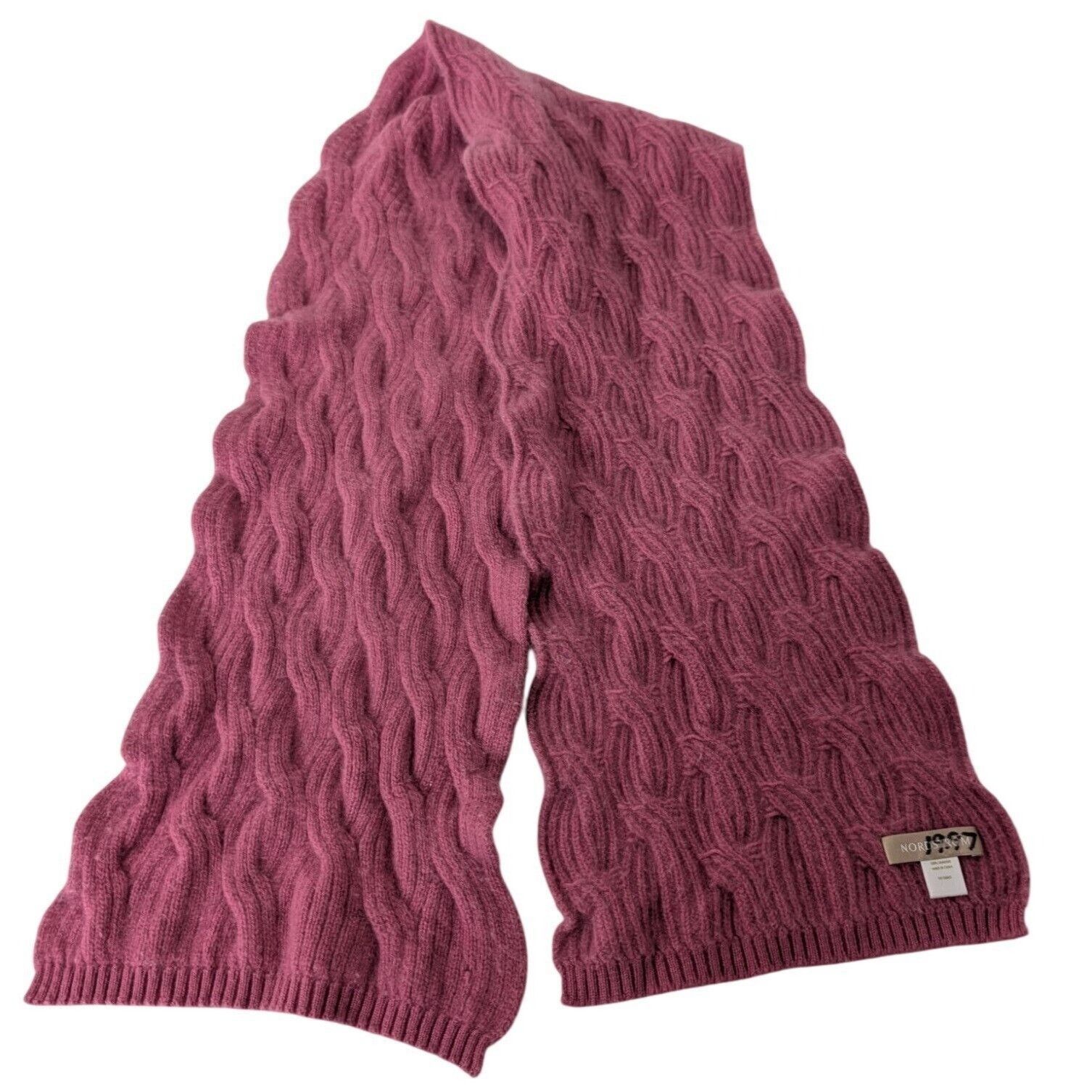 Nordstrom Nordstrom 100% Cashmere Cable Knit Scarf Pink Rectangle Size ONE SIZE - 3 Thumbnail