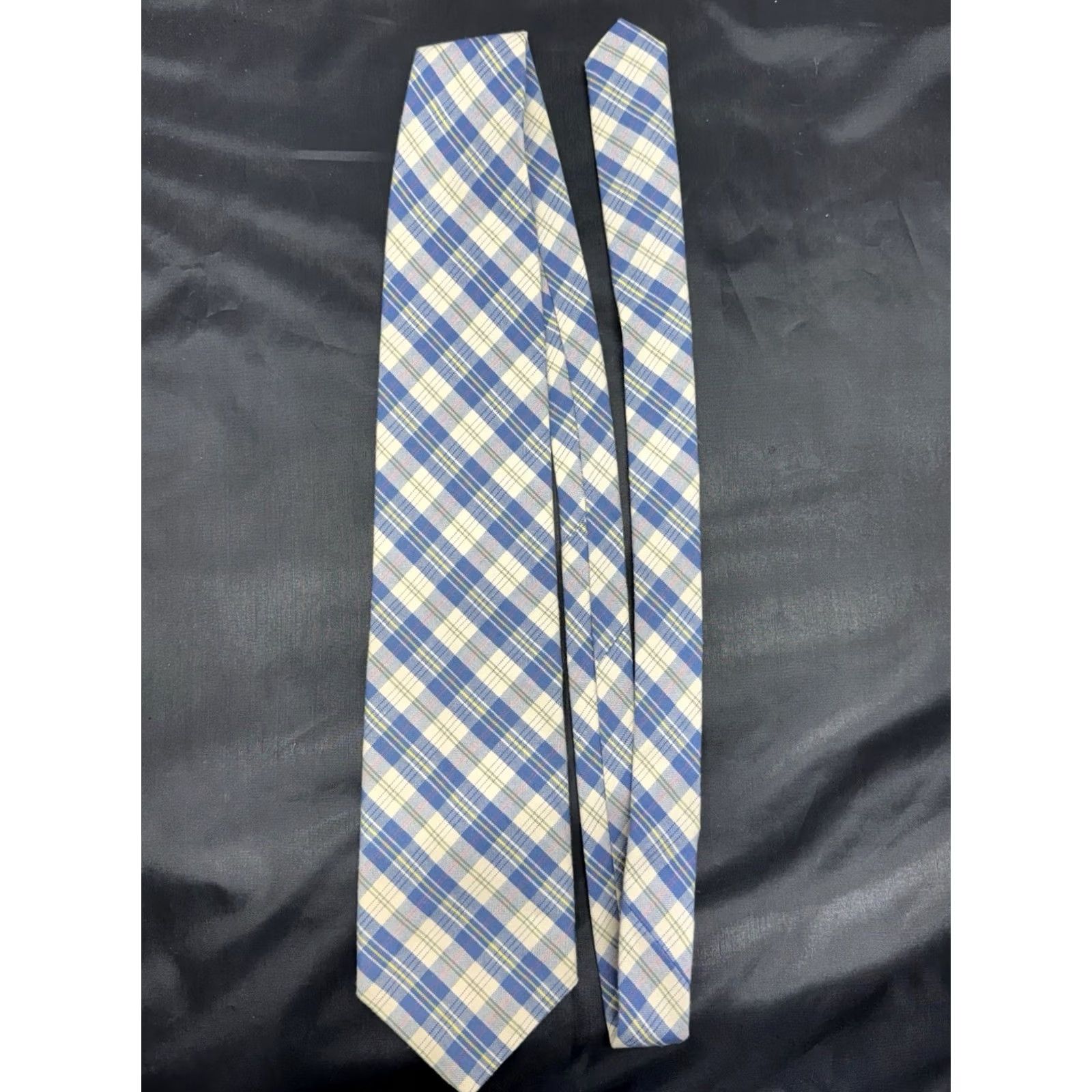 Pendleton VINTAGE Pendleton Tie Blue Plaids Checks 100% Cotton Necktie Medallion Christmas Preppy Retro Wedding Men’s Patterned Classic Width Indoor/Outdoor? Size ONE SIZE - 3 Thumbnail