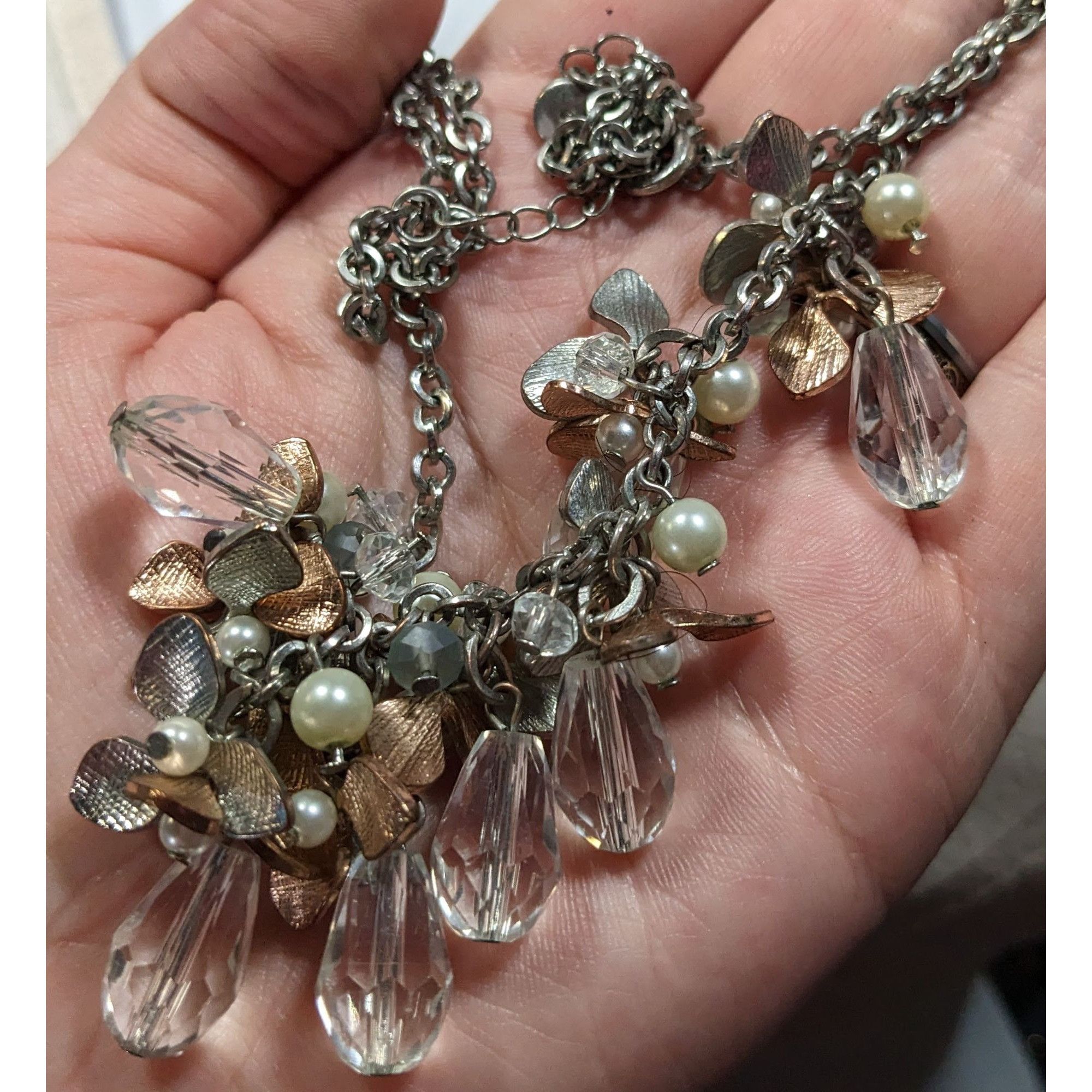 Other C 1946 Floral Metal Glass And Faux Pearl Cluster Necklace Size ONE SIZE - 5 Thumbnail