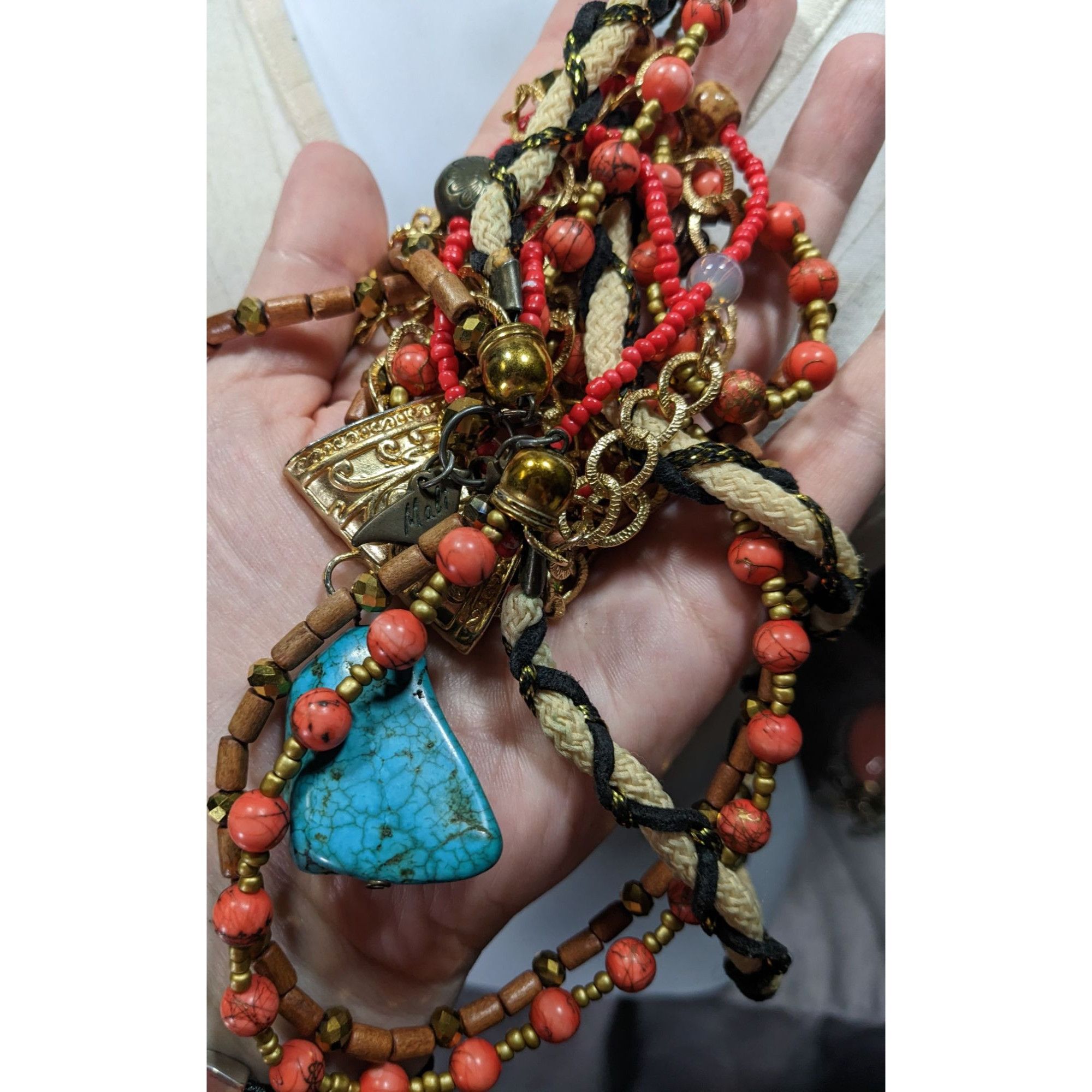 Other Mali Bohemian Layered Glass Stone And Wood Necklace Size ONE SIZE - 6 Thumbnail