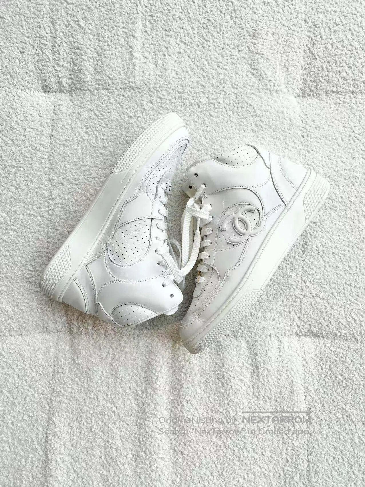 Chanel Chanel Double clogo high-top sneakers with round-toe laces Size US 7 / IT 37 - 4 Thumbnail
