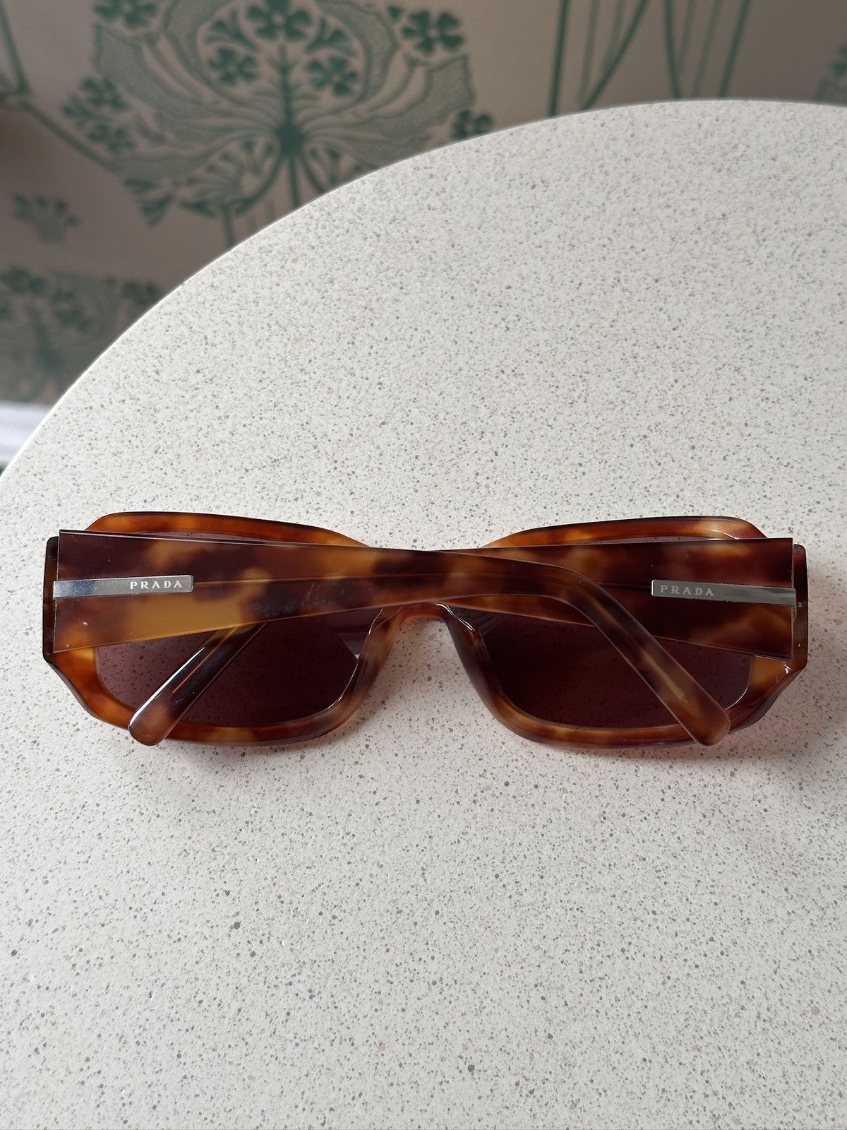 Prada Vintage Prada Logo Brown Square Turtle Sunglasses Spr 14H Size ONE SIZE - 11 Thumbnail