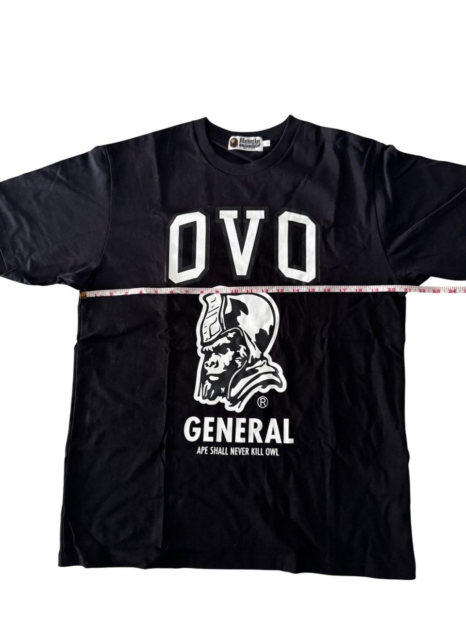 Bape × October's Very Own BAPE® X OVO BATHING APE GENERAL TEE BLACK Size US L / EU 52-54 / 3 - 8 Thumbnail