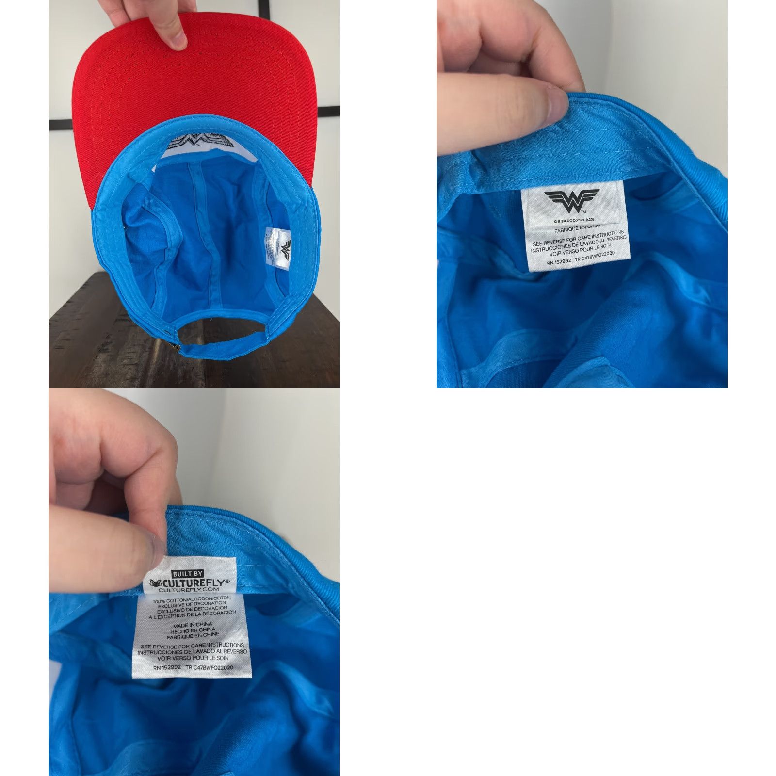 Vintage Wonder Woman Hat Cap Strap Back Adult One Size Blue Red 100% Cotton 5 Panel DC Comics Size ONE SIZE - 9 Thumbnail