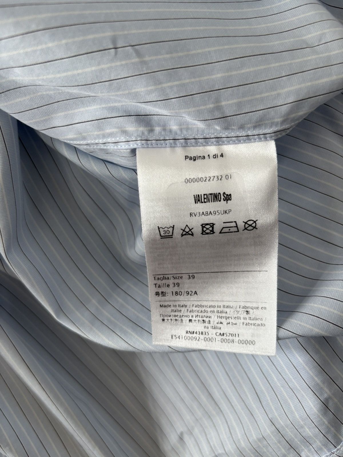 Valentino Valentino Blue Striped Cotton Shirt Size US M / EU 48-50 / 2 - 4 Thumbnail