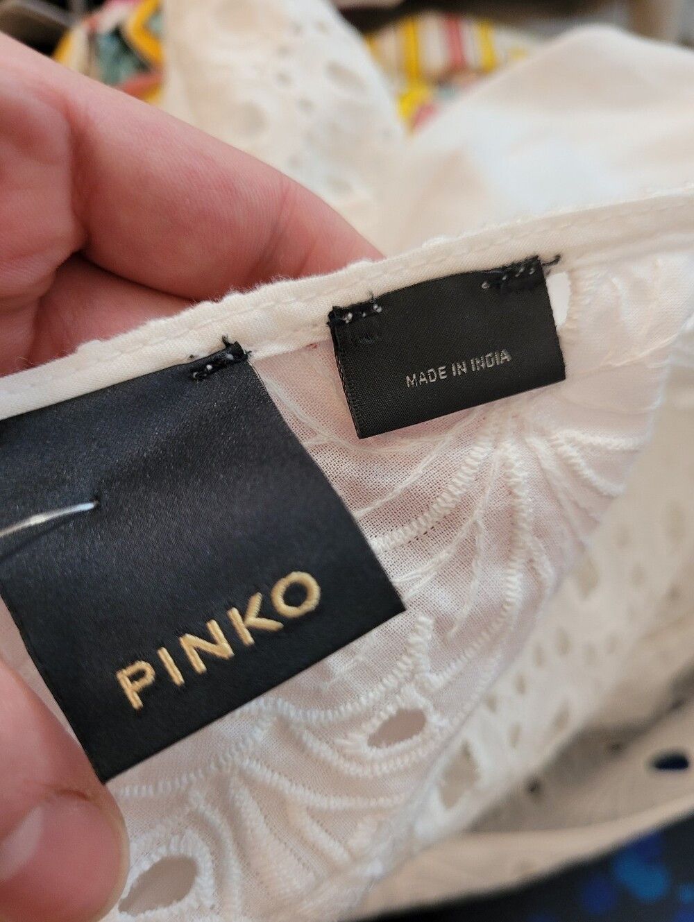 Pinko Pinko NWT White Short Sleeve Boho Ruffle Floral Blouse - 6 Size M / US 6-8 / IT 42-44 - 9 Thumbnail