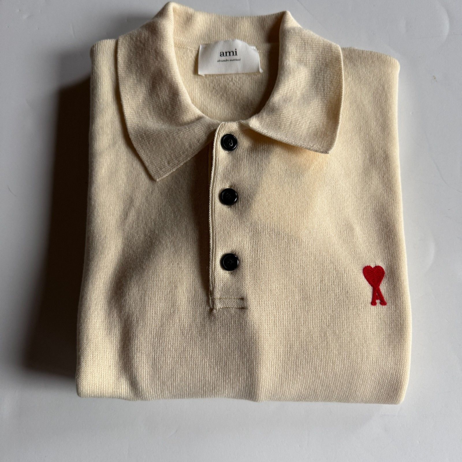 AMI AMI Paris Cream Wool Knit Polo Sweater Size US XL / EU 56 / 4 - 7 Thumbnail