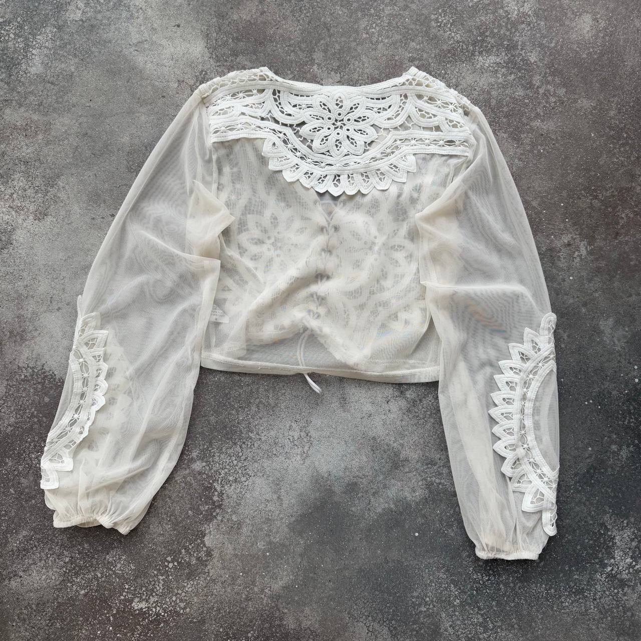 Hysteric Glamour × Japanese Brand × Vintage Vintage Mesh Lace Details Long Sleeve Blouse Size M / US 6-8 / IT 42-44 - 7 Thumbnail