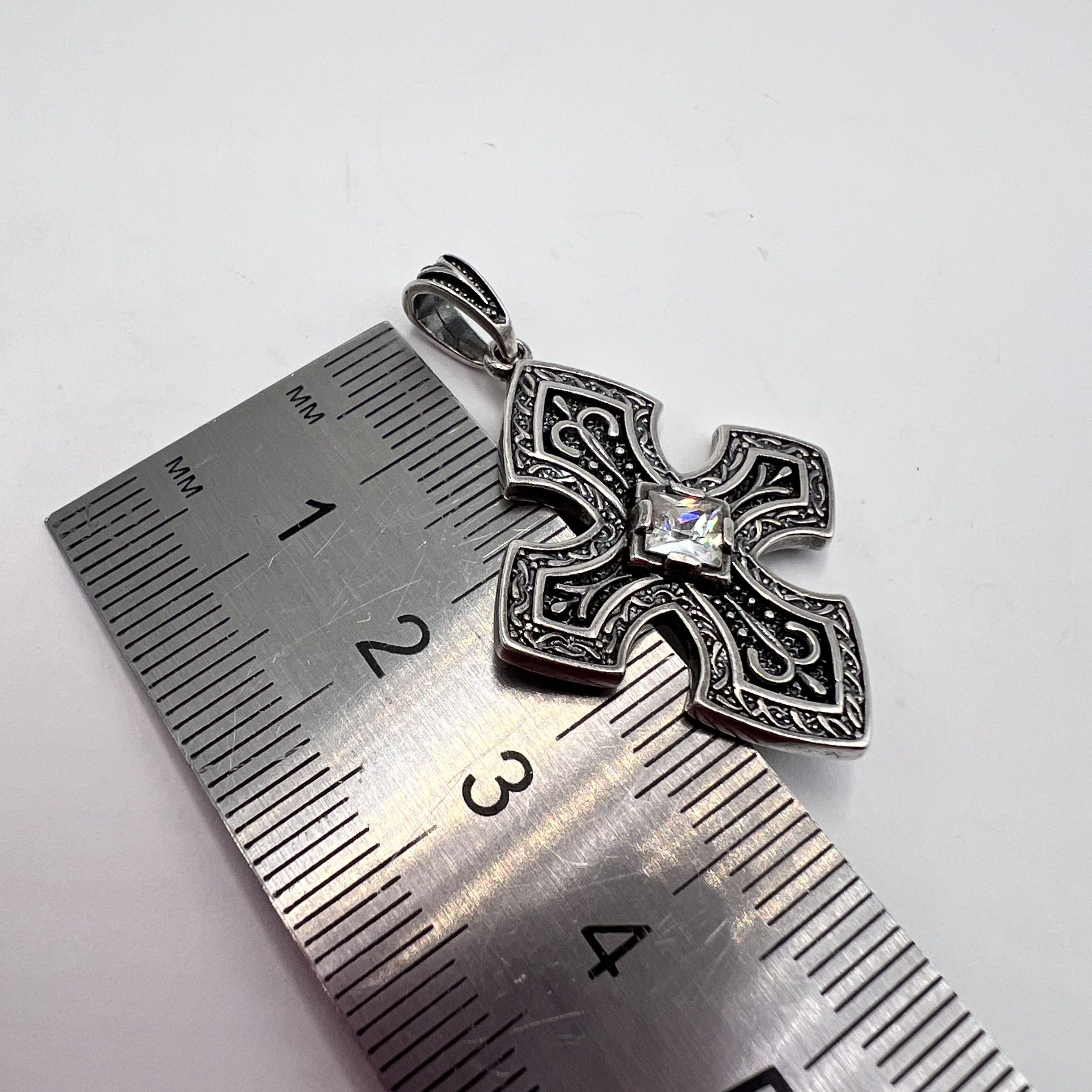Vintage Vintage Used Pendant Cross Sterling Silver 925 6.58gr Size ONE SIZE - 4 Thumbnail