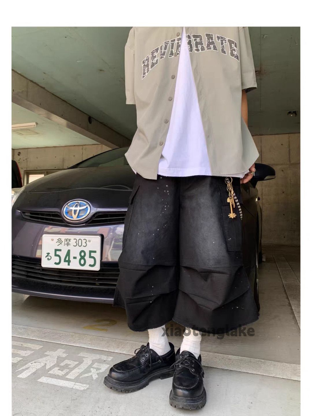 Vintage Unisex utility punk pleated loose baggy stain shorts Size US 30 / EU 46 - 2 Thumbnail