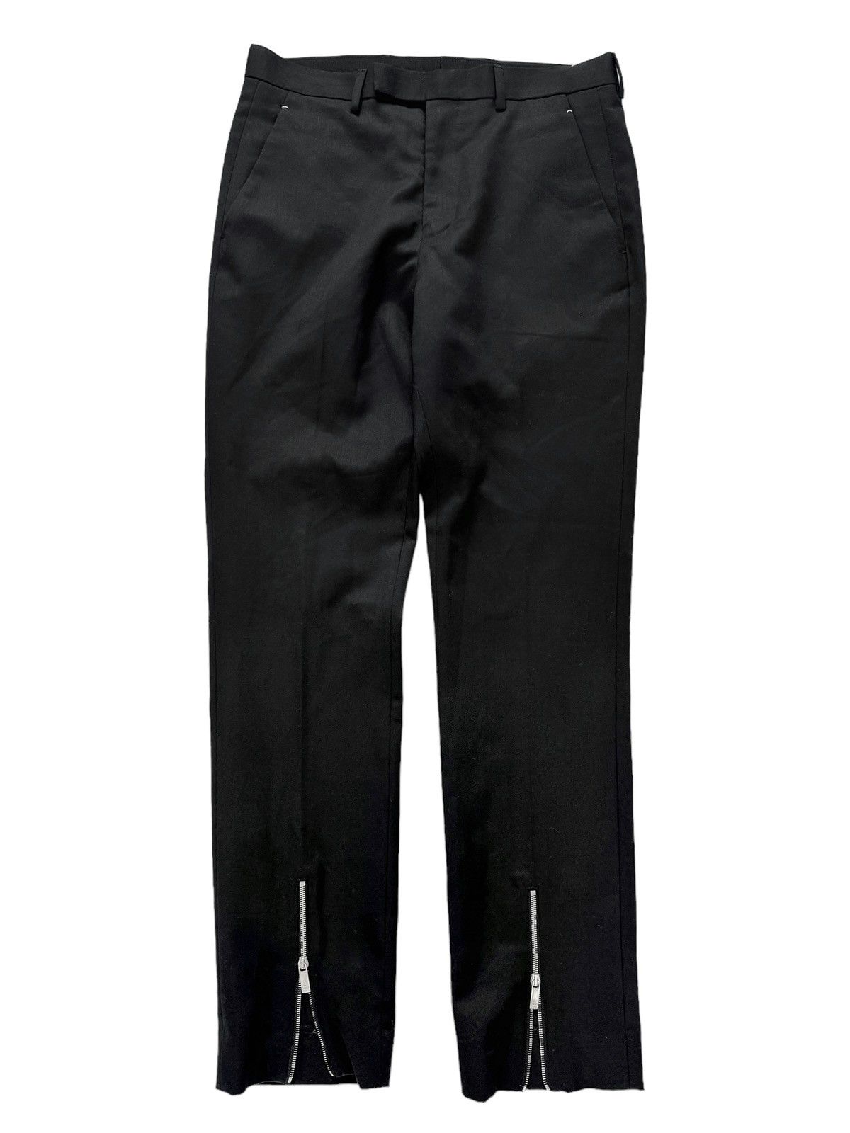image of Berluti 1895 Gabardine Front Zip Script Pocket Slacks in Black, Men's (Size 32)