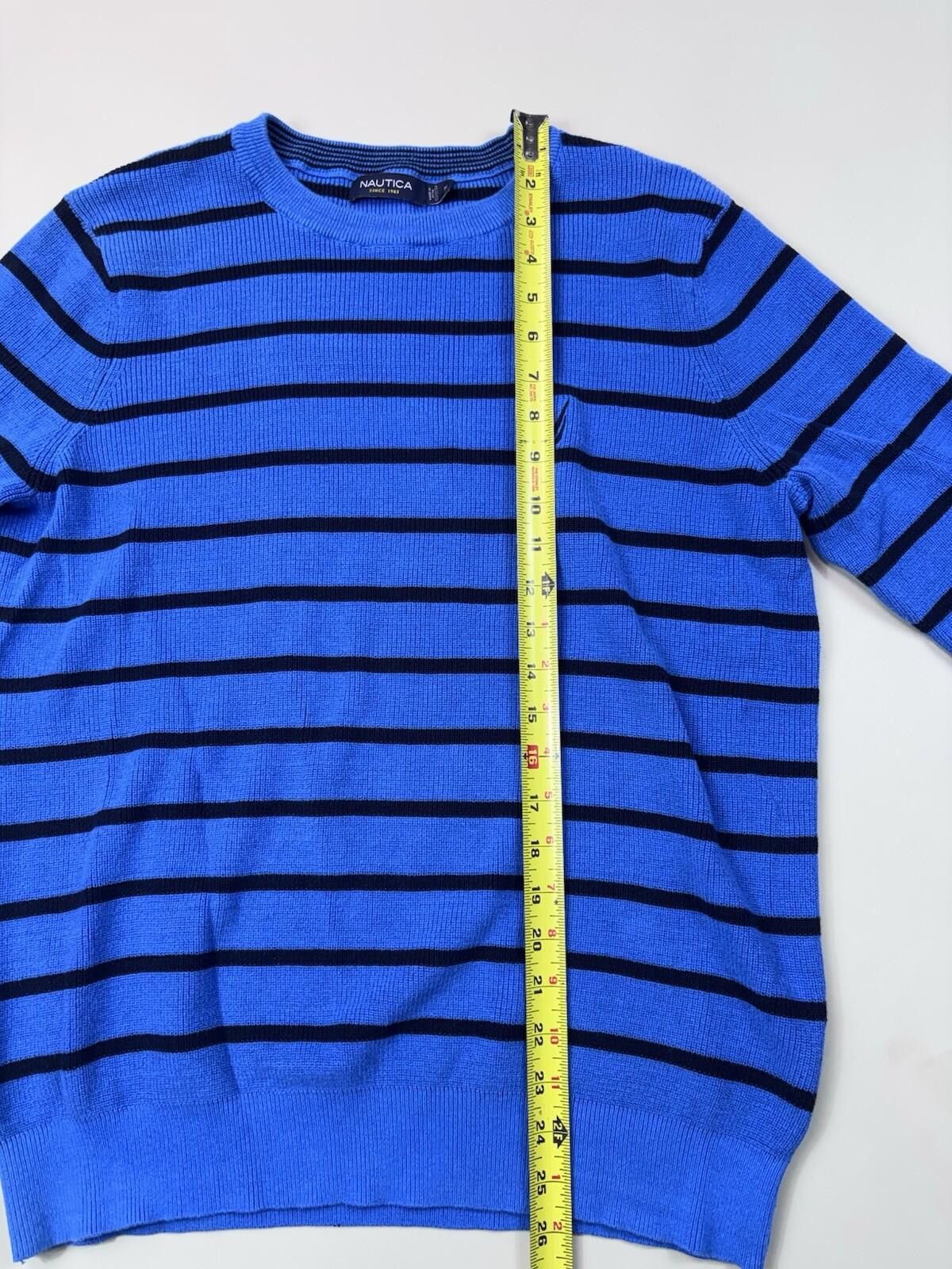 Nautica Nautica Men’s Crew-Neck Blue Striped Knit Sweater Size M Size US M / EU 48-50 / 2 - 9 Thumbnail