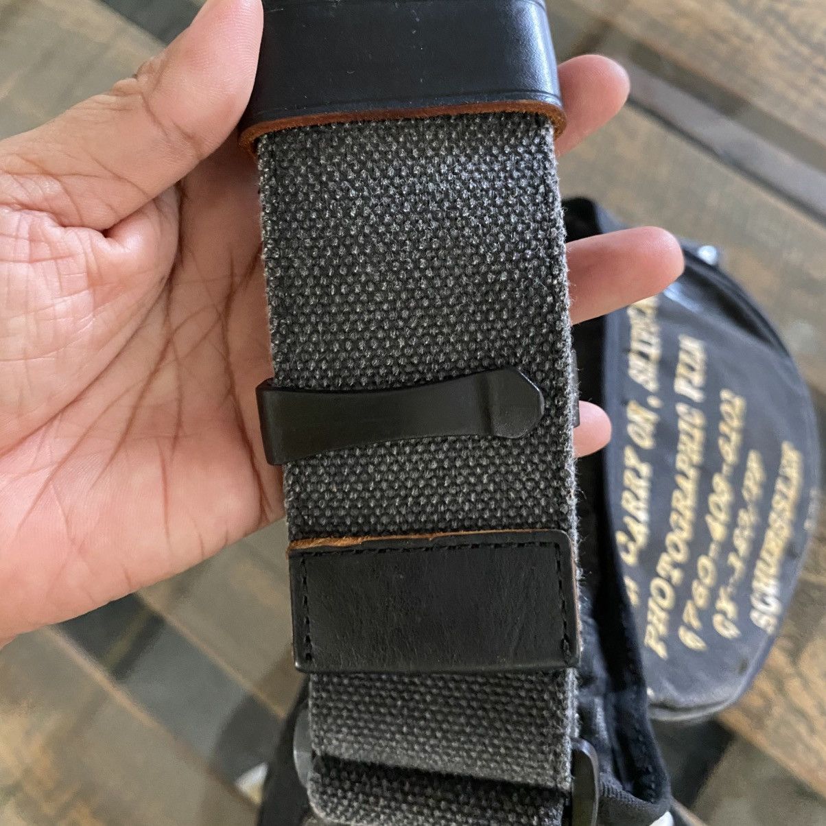 Designer TOUGH Jeansmith Black Utility Waist Bag with Yellow Print Size ONE SIZE - 11 Thumbnail