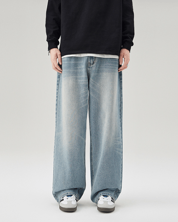 Japanese Brand × Jean Light blue washed vintage straight loose wide-leg jeans Size US 32 / EU 48 - 1 Thumbnail