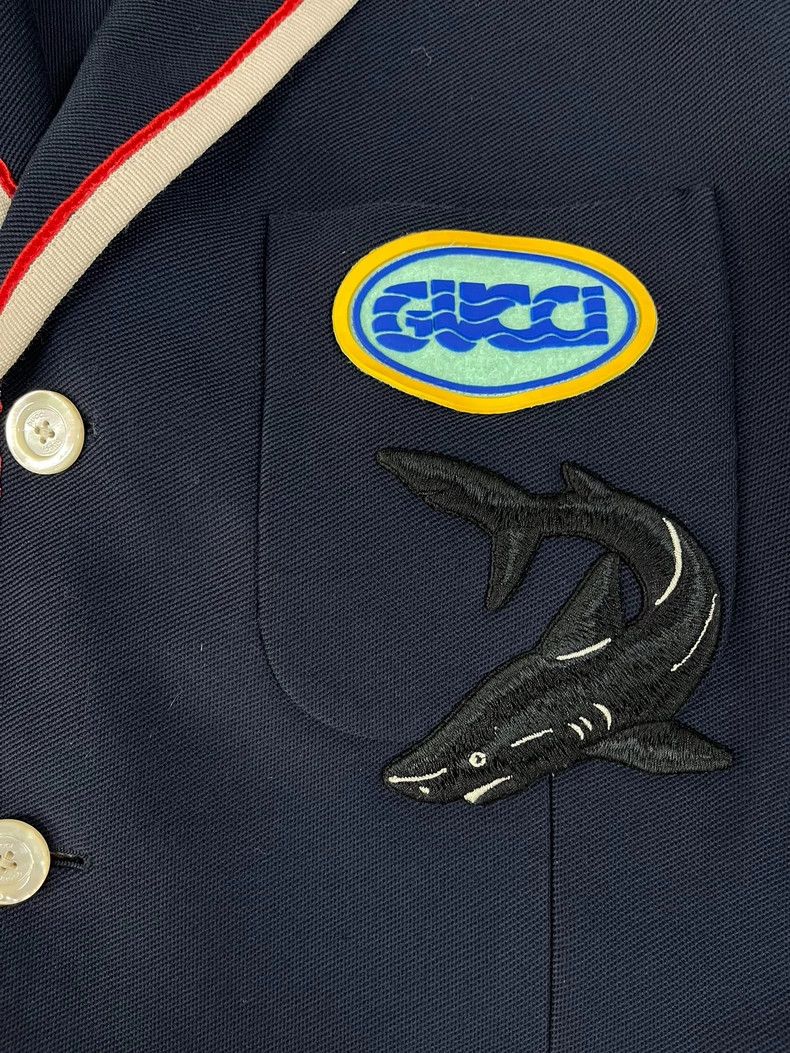 Gucci Gucci Dark blue shark letter Logo casual suit 2502-Nextarro Size 48R - 3 Thumbnail