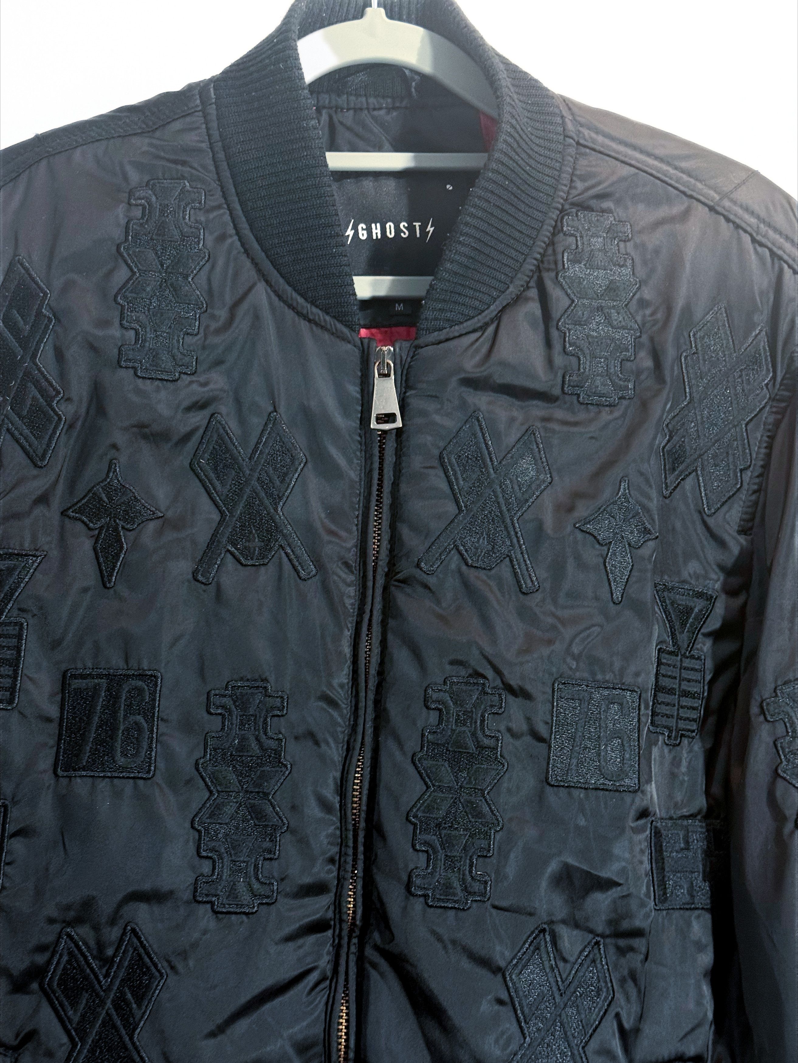 Jo Ghost Ghost Raw All-Over Embroidered Bomber Jacket Black Size M Size US M / EU 48-50 / 2 - 2 Thumbnail