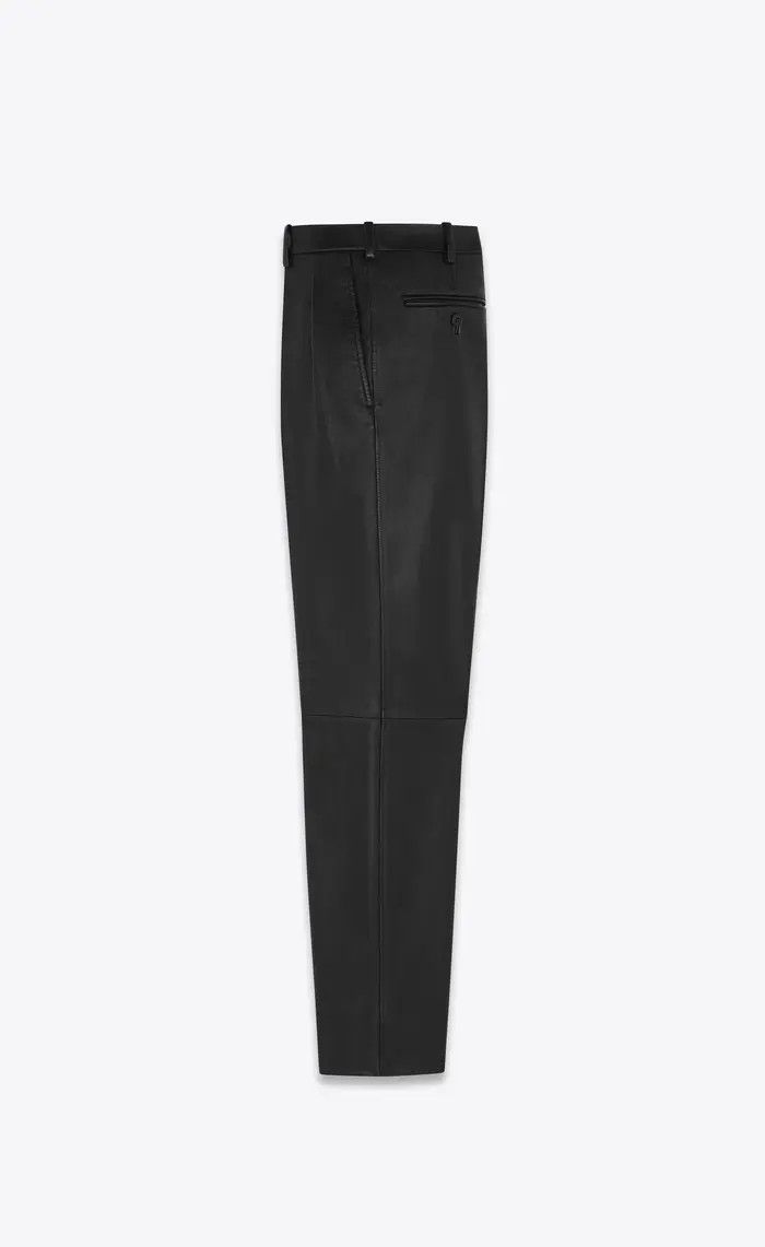 Saint Laurent Paris o1bcso1str1124 Pleated Pants In Drummed Lambskin in Black Size US 36 / EU 52 - 2 Thumbnail