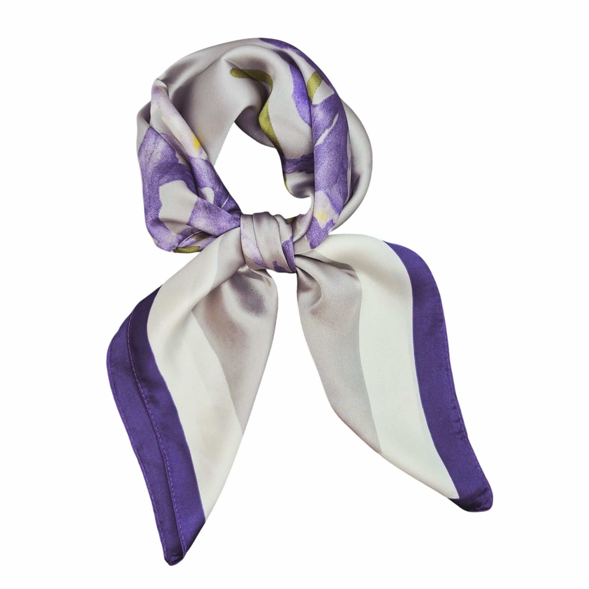 Other ✨Silky Satin Square Scarf Luxury Accessory Floral Iris Purpl Size ONE SIZE - 2 Thumbnail