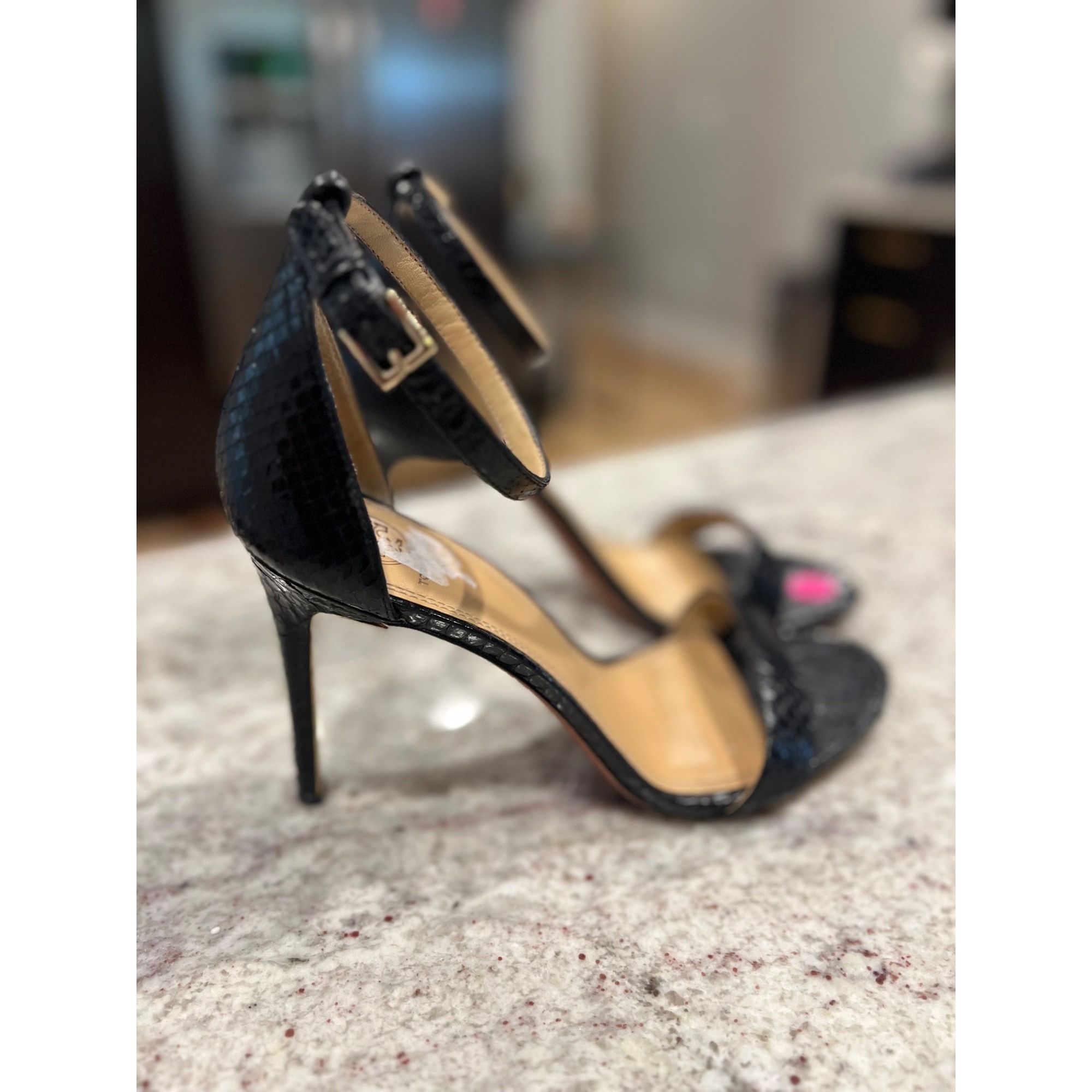 Tory Burch Tory Burch Snakeskin Black and Gold Heels - Size 10 Size US 10 / IT 40 - 2 Thumbnail
