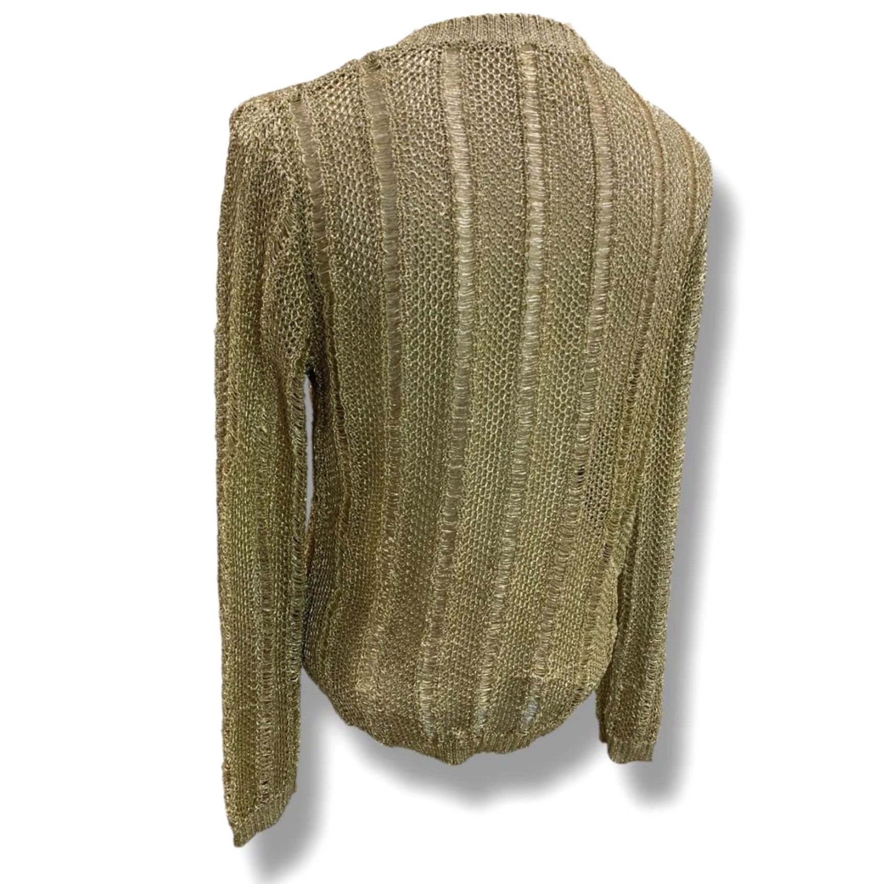Anthropologie HWRE Anthropologie Womens Medium Loose Knit Metallic Sweater Gold Size M / US 6-8 / IT 42-44 - 4 Thumbnail