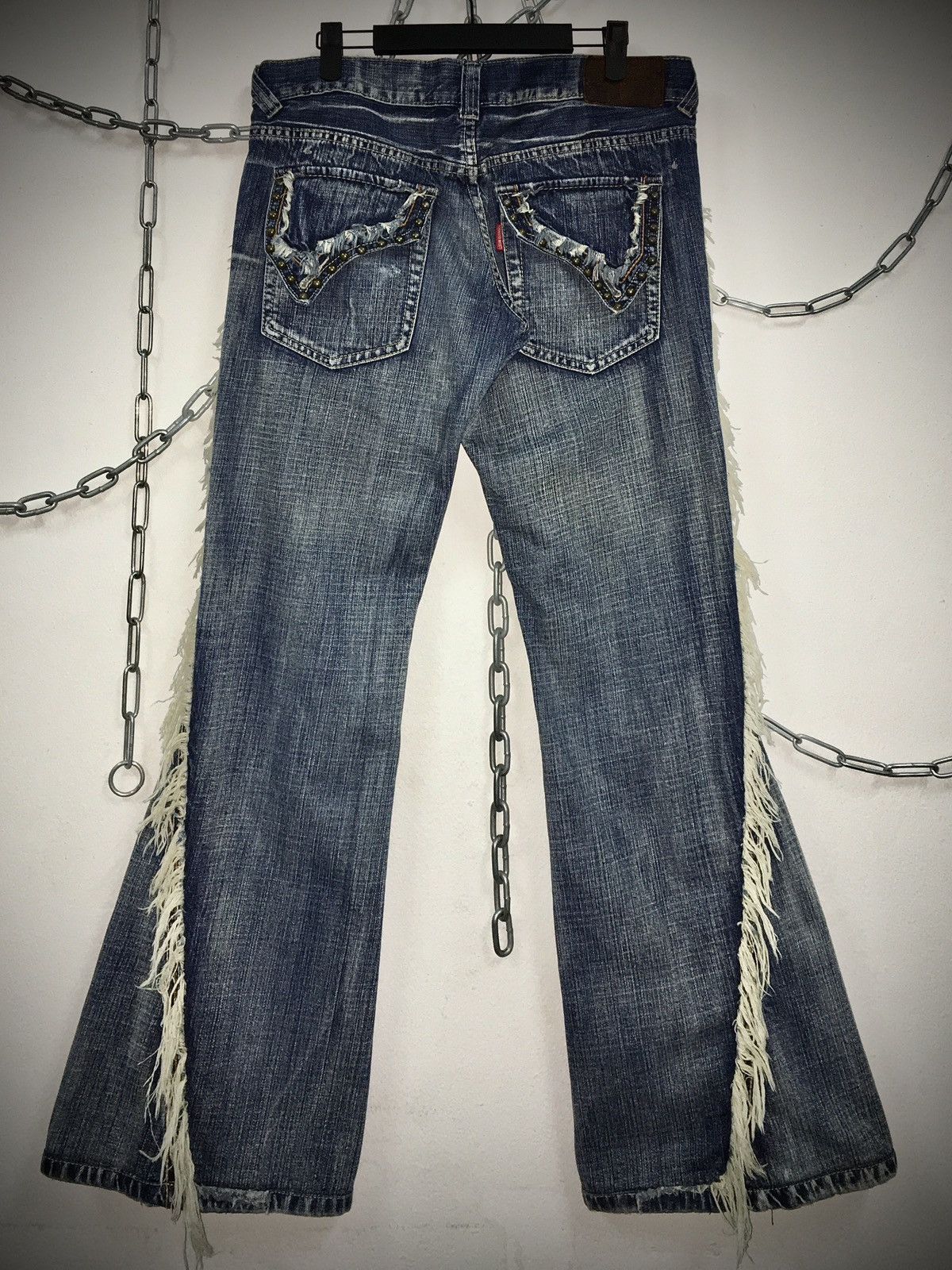 Tornado Mart Spiral Fringe Flared Jeans - toestory.in