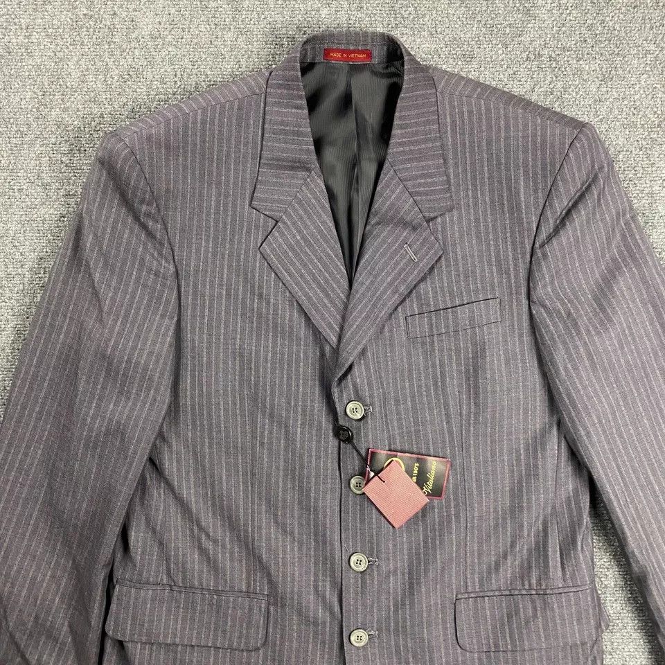 Other Vitaliano Blazer Men's 40R Striped Super 150s Polyester NWT Size 40R - 2 Thumbnail