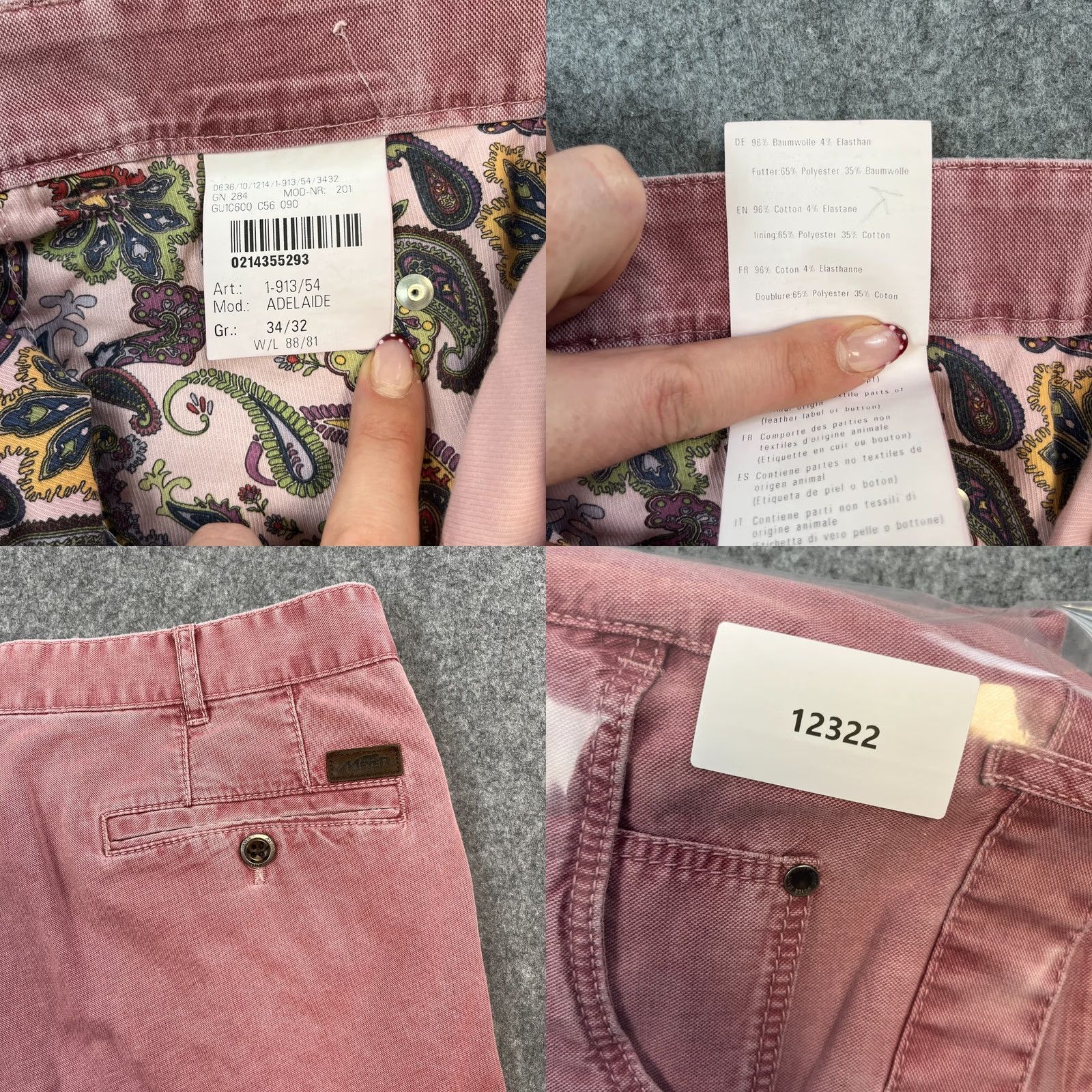 Vintage Meyer Chino Trousers Pants Straight 32 Pink Salmon Stretch Comfort Men Regular 5-Pocket Size US 32 / EU 48 - 8 Thumbnail