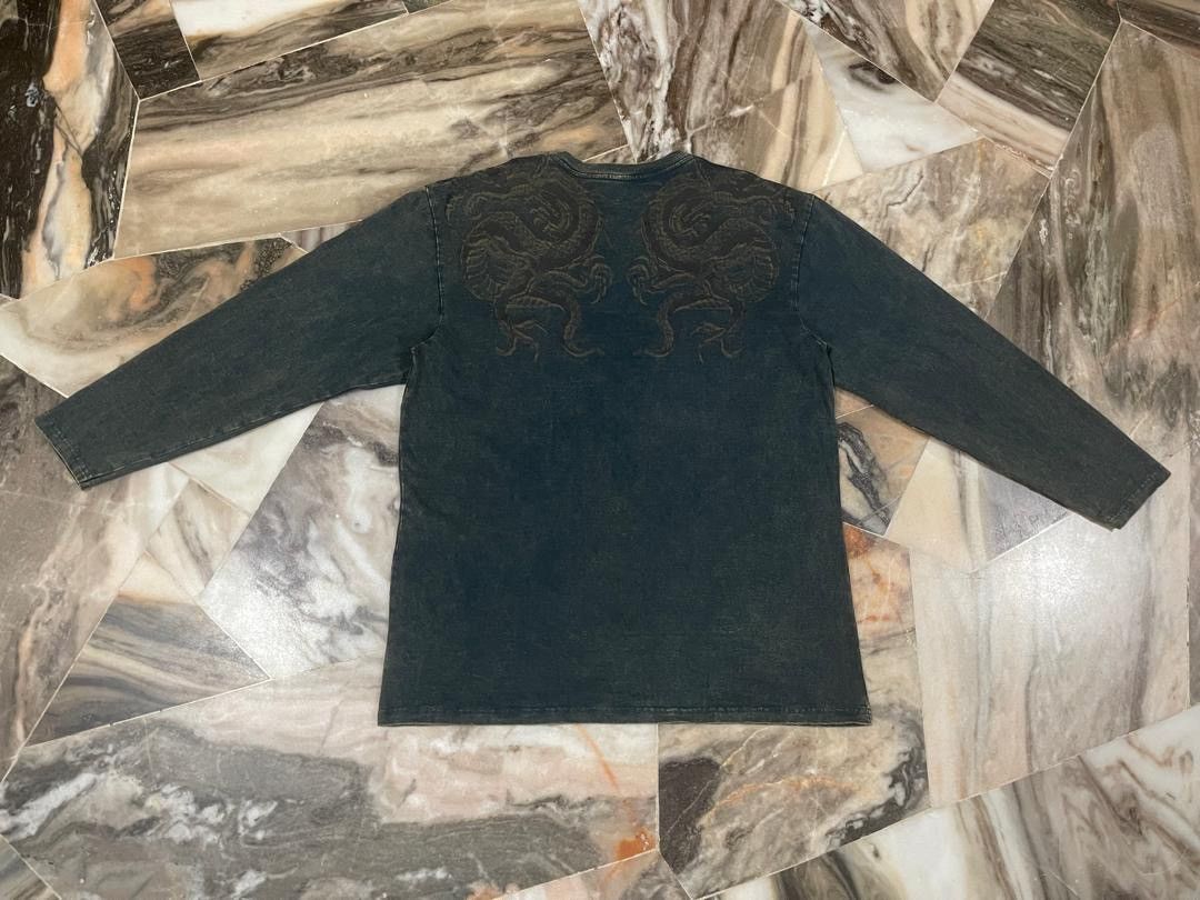 Japanese Brand Cross Keys Dragon Poem Long Sleeve Tee Shirt Size US L / EU 52-54 / 3 - 10 Thumbnail