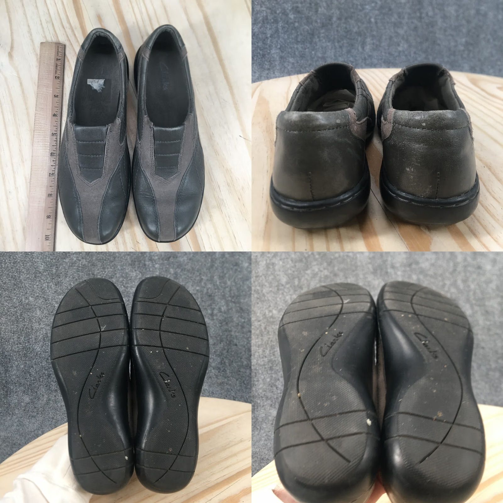 Clarks Clarks Bendables Womens 8.5 M Casual Comfort Slip On Loafer Flats Gray Leather Size US 6 / IT 36 - 8 Thumbnail