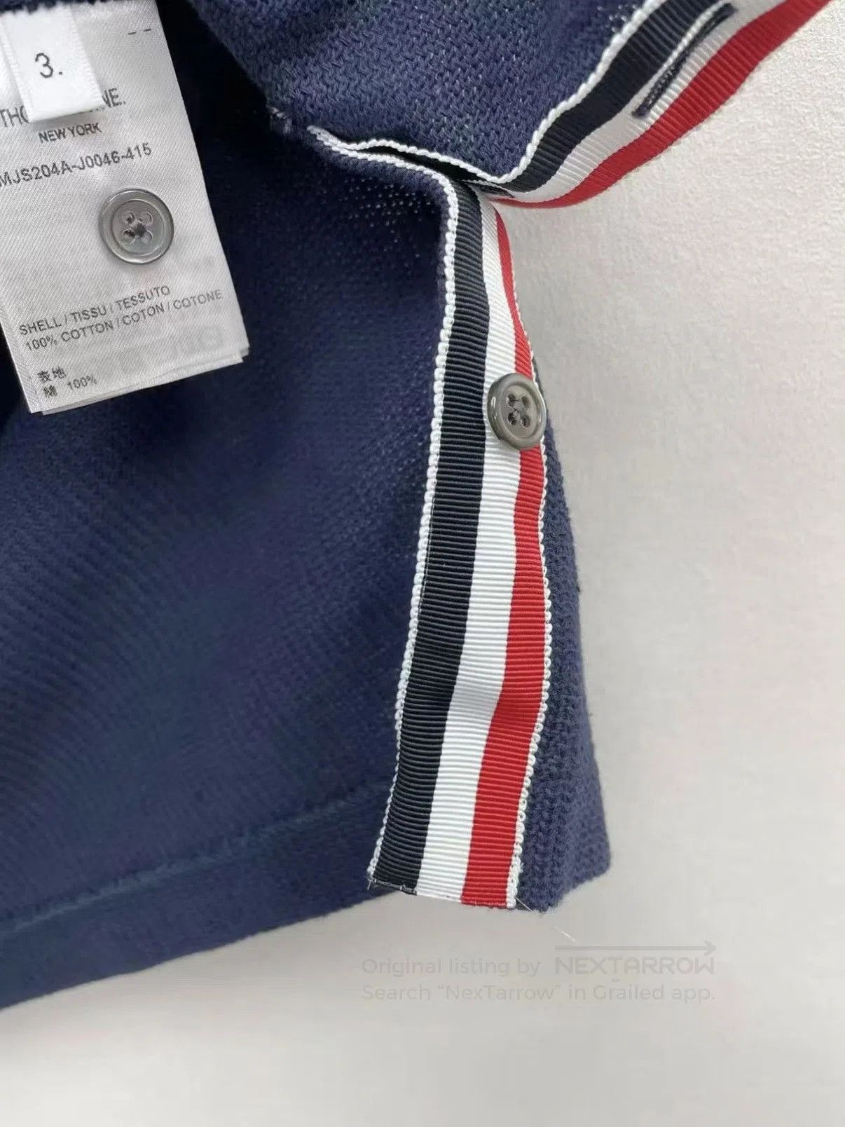 Thom Browne Blue Short-Sleeve Shirt with Stripe Accents. Size US L / EU 52-54 / 3 - 8 Thumbnail