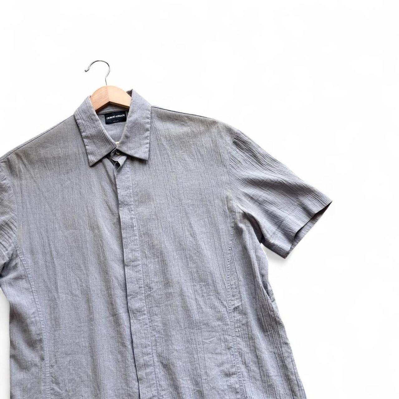 Giorgio Armani Giorgio Armani Feather Grey SS Cotton Crepe Shirt 15.5 39 Size US M / EU 48-50 / 2 - 6 Thumbnail