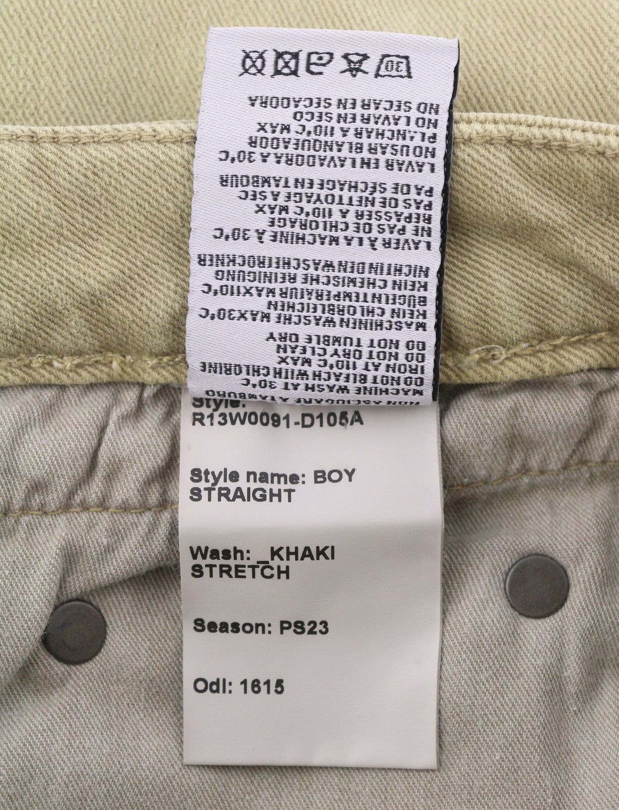 R13 BOY STRAIGHT 28 Khaki Stretch Washed Ankled Light 86308 Size 28" / US 6 / IT 42 - 9 Thumbnail