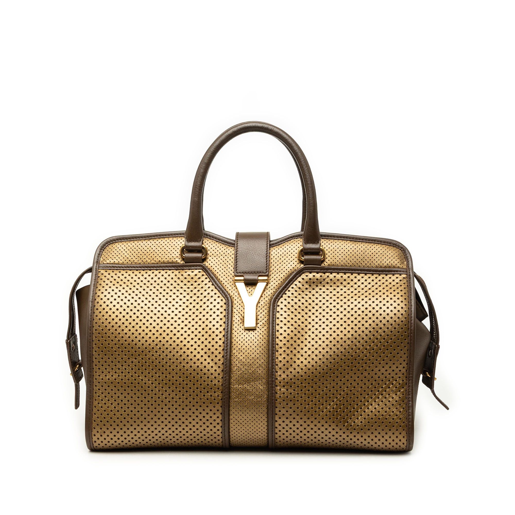 Saint Laurent Paris Perforated Metallic Leather Cabas Chyc Tote Size ONE SIZE - 1 Thumbnail
